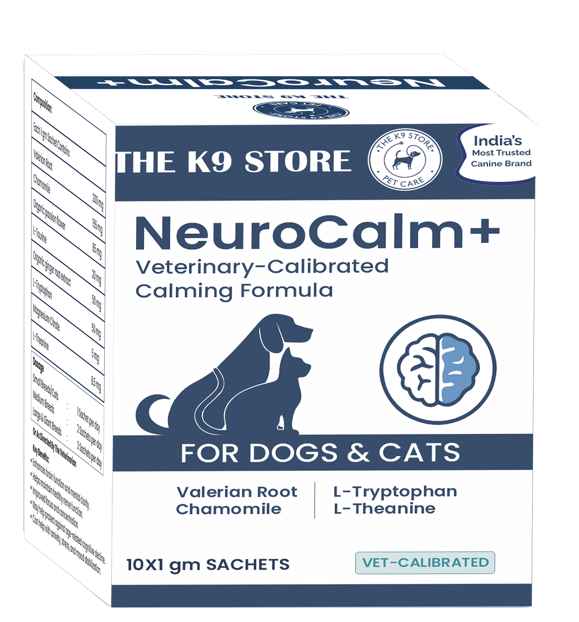 NeuroCalm+ - Calming Formula for Dogs & Cats (10 Sachets & 20 Sachets) Veterinary-Calibrated Calming Supplement for Stress, Anxiety & Cognitive Health