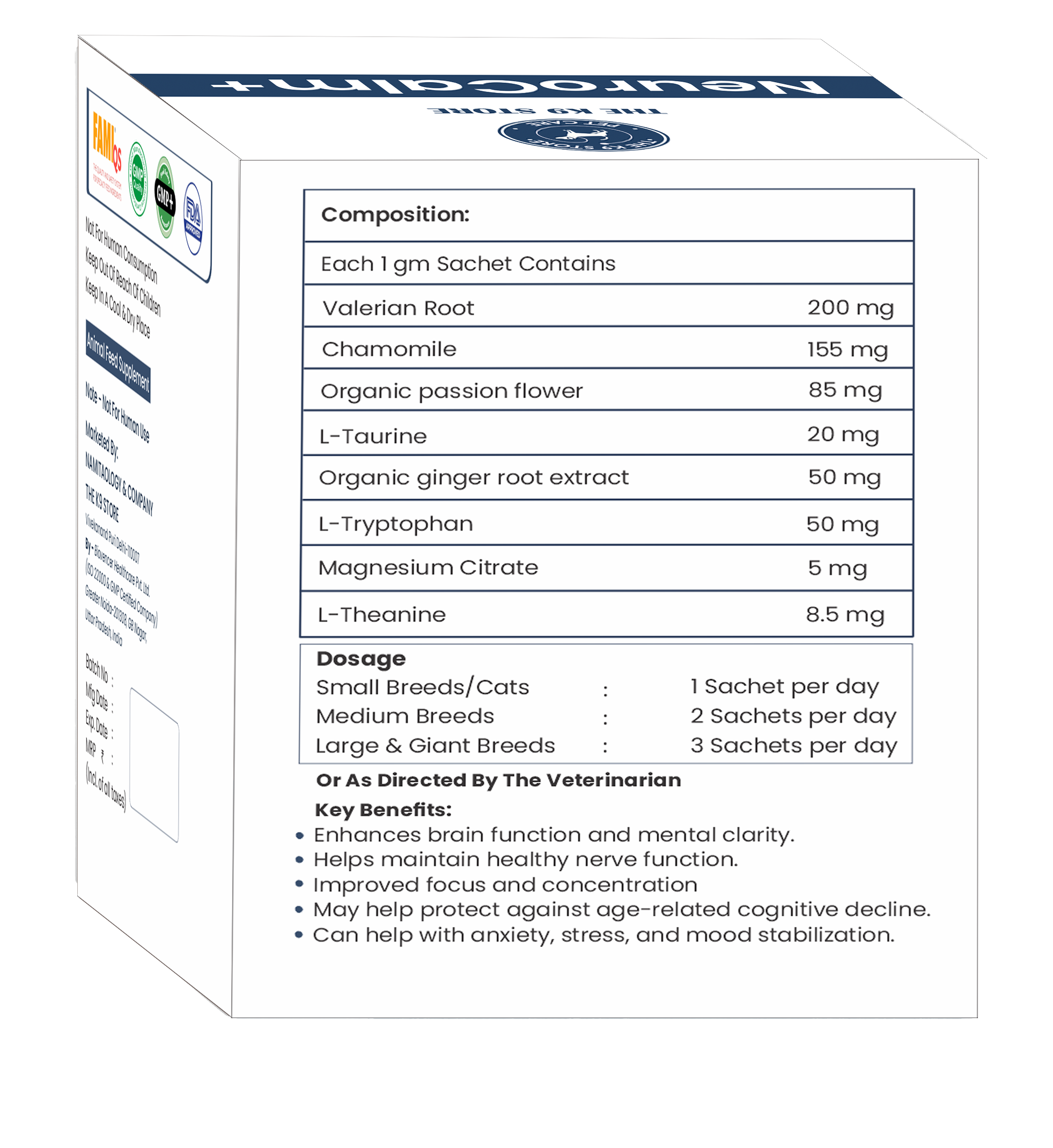 NeuroCalm+ - Calming Formula for Dogs & Cats (10 Sachets & 20 Sachets) Veterinary-Calibrated Calming Supplement for Stress, Anxiety & Cognitive Health