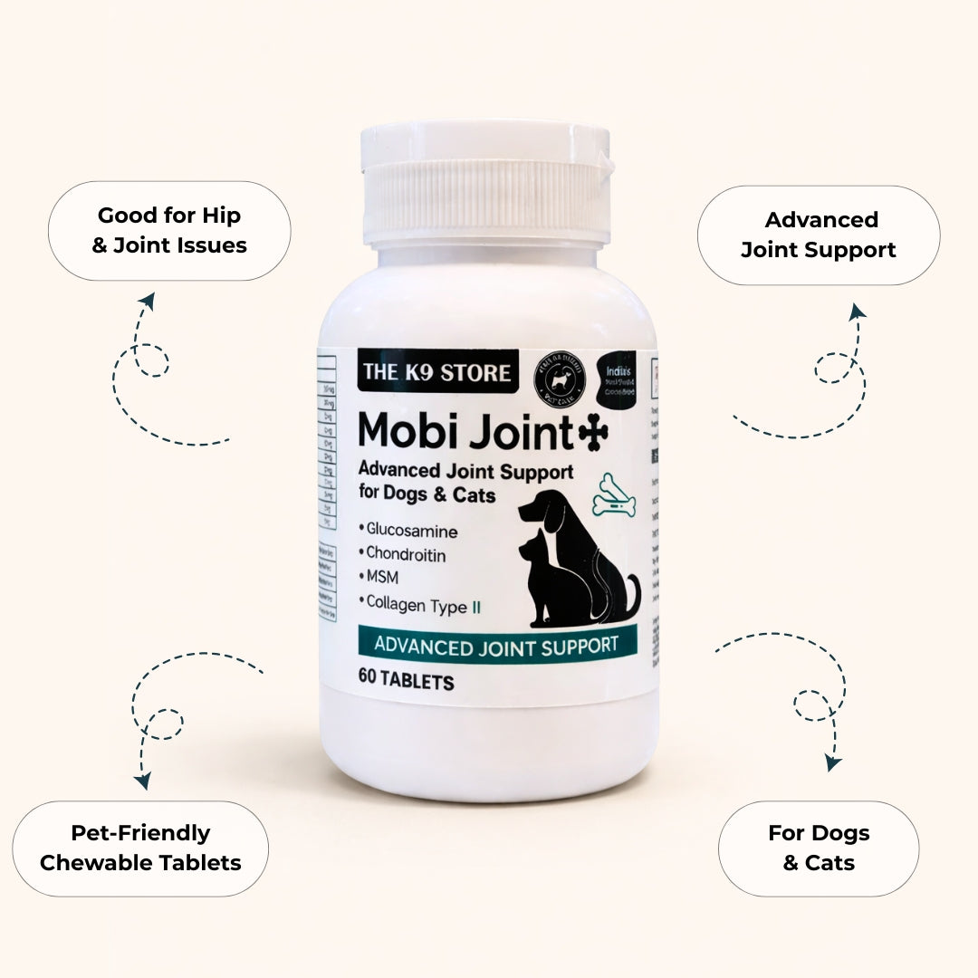 The K9 Store Mobi Joint+ Advanced Joint Support for Dogs & Cats with Glucosamine, Chondroitin, MSM, Collagen Type II, Hip and Joint Supplement, for Hip Dysplasia