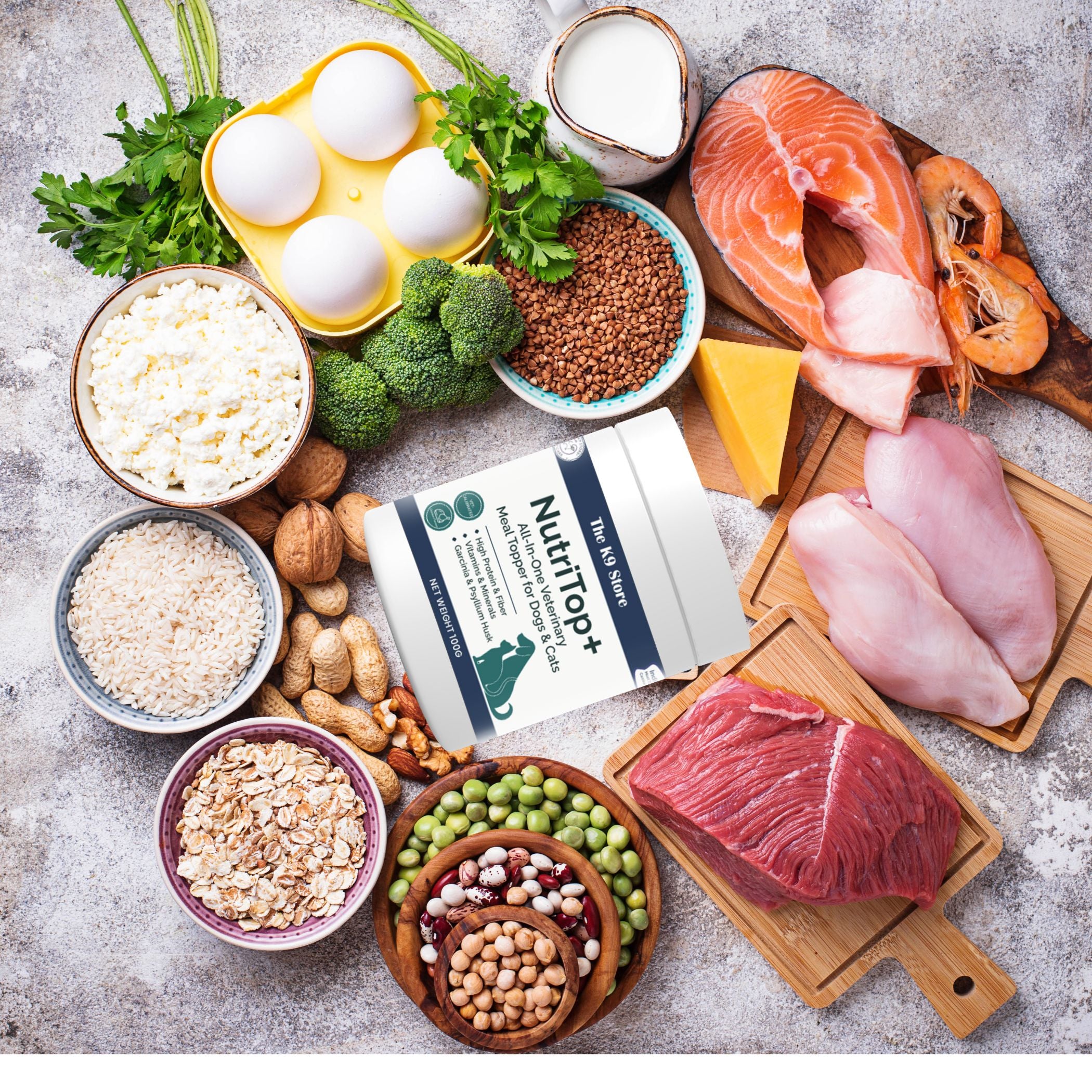 NutriTop+ All-In-One Veterinary Meal Topper for Dogs & Cats | High Protein, Fiber, Vitamins & Digestive Support - 100 G