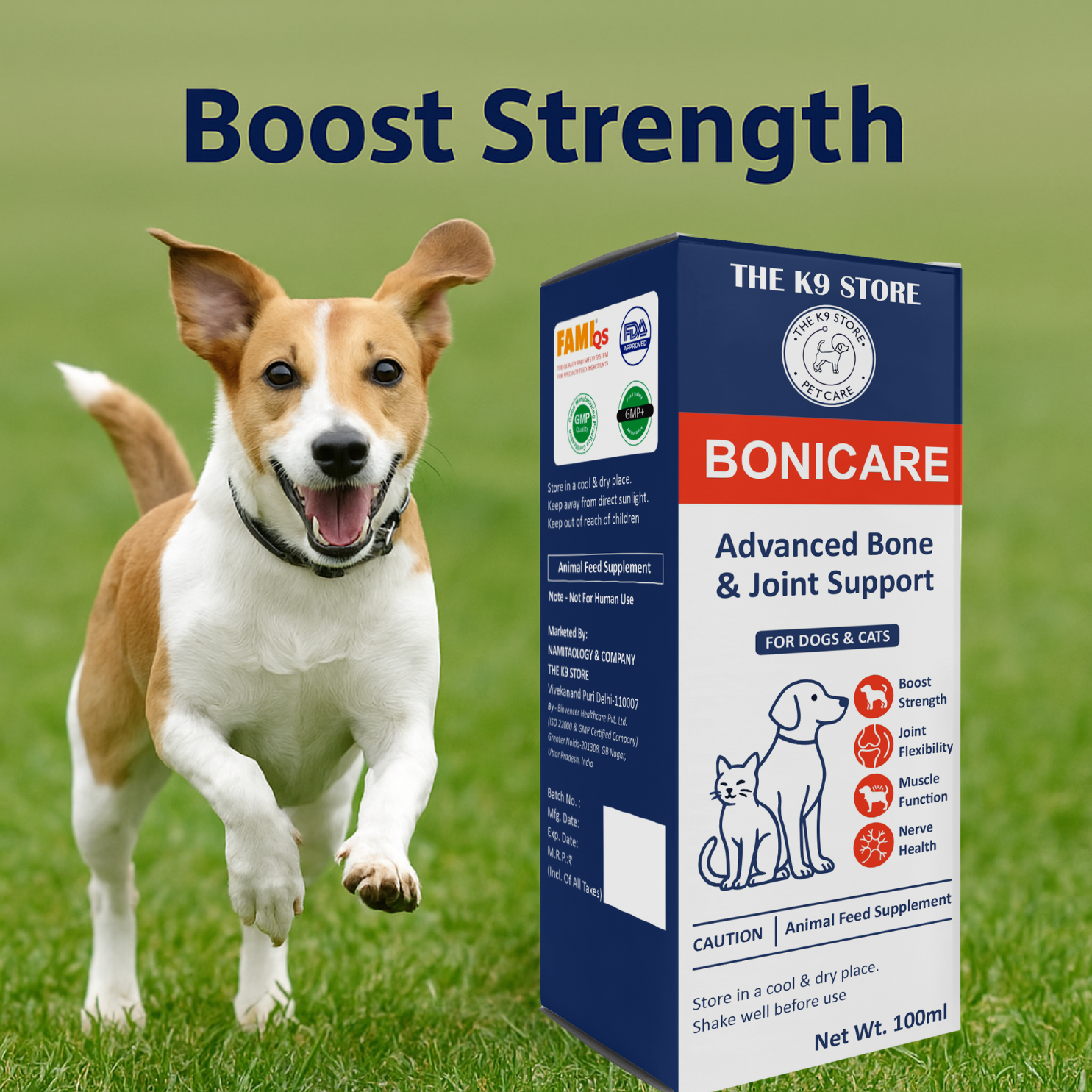 The K9 Store BoniCare For Dogs & Cats - Advanced Bone & Joint Liquid Supplement With High‑Bioavailability Calcium, Manganese & Vitamins for Strong Mobility (100ml,200ml,300ml,400ml,500ml)