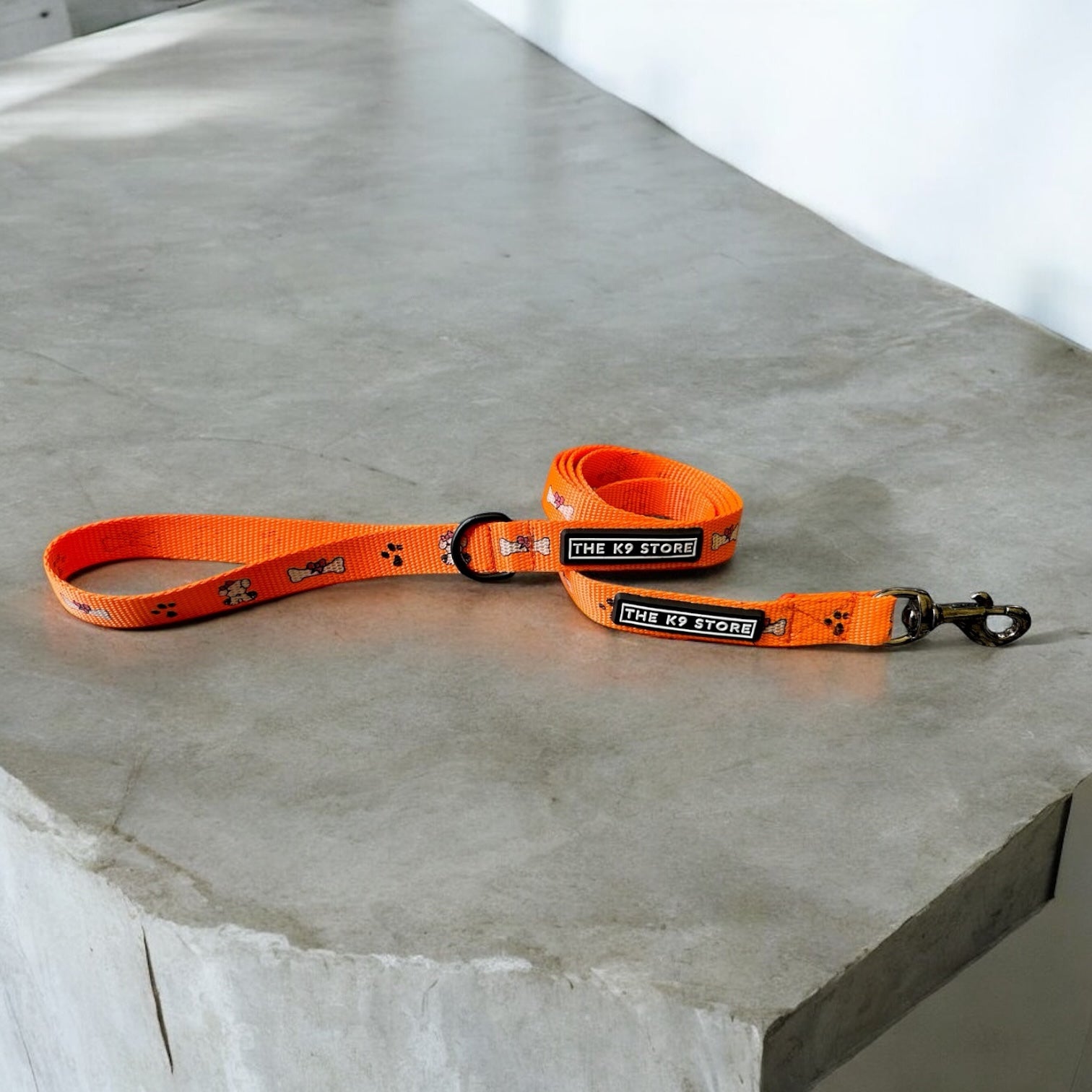 The K9 Store 5ft Orange Printed Nylon Leash for Dogs – Strong & Durable for all dog breeds