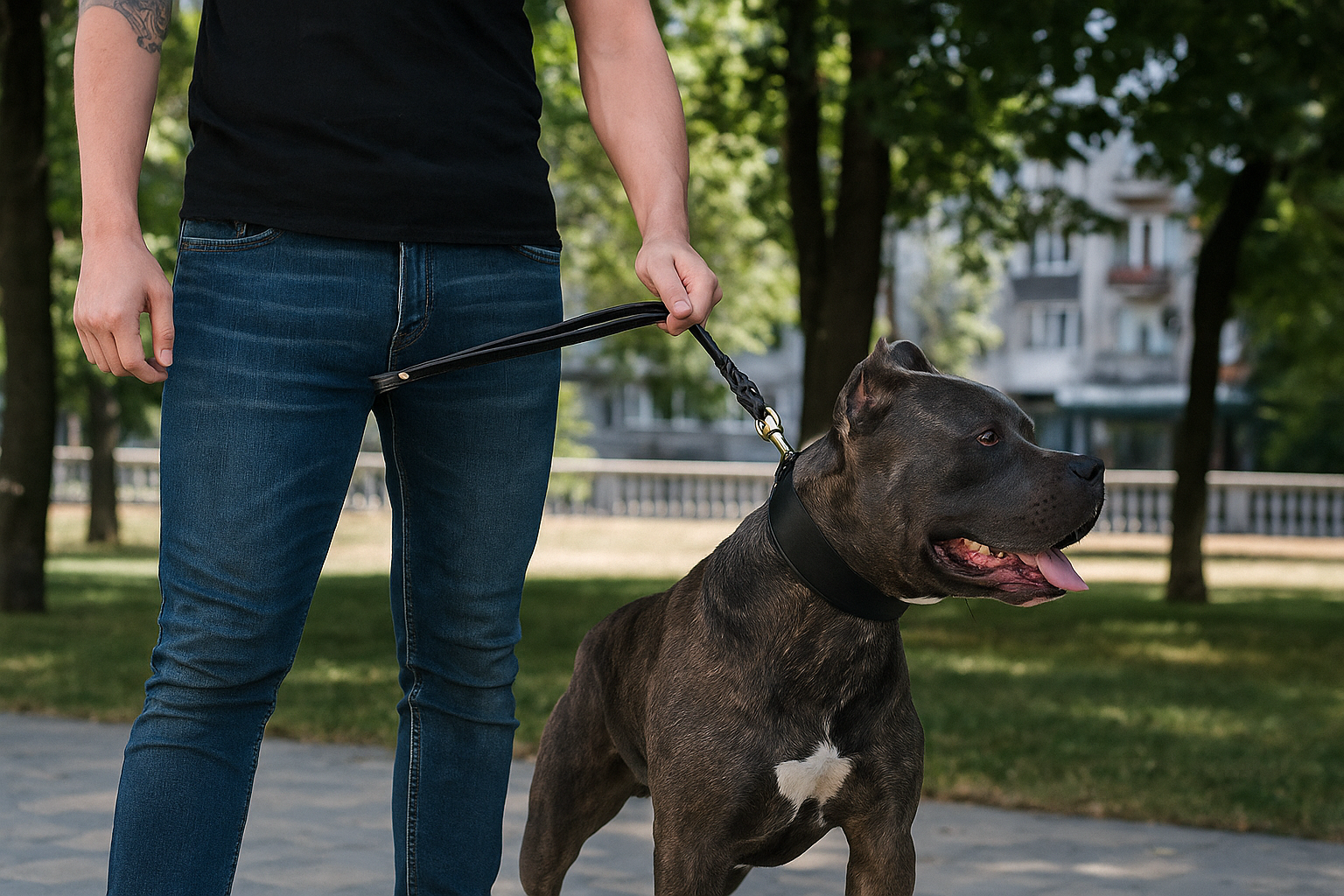 THE K9 STORE Premium 100% Genuine Leather Short Handle for Dogs | Handcrafted 17 Inch Training Leash with Brass Hook | Cushioned Grip | Heavy Duty | 3-Stitched & Hand-Entangled Designs | Tan, Black, Chocolate