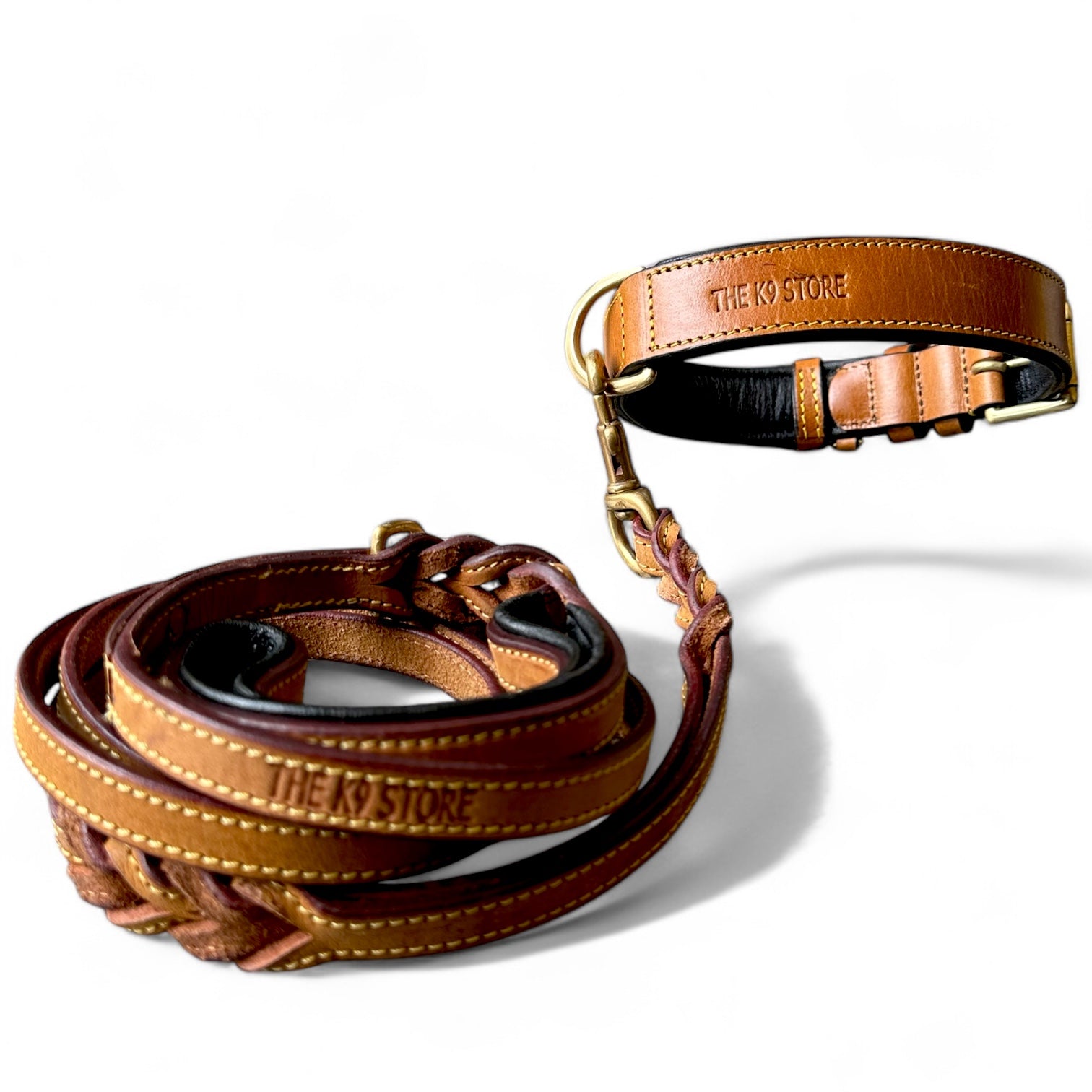 The K9 Store 100% Highgrade Leather Colored Basic Dog Neck Collar (Tan)