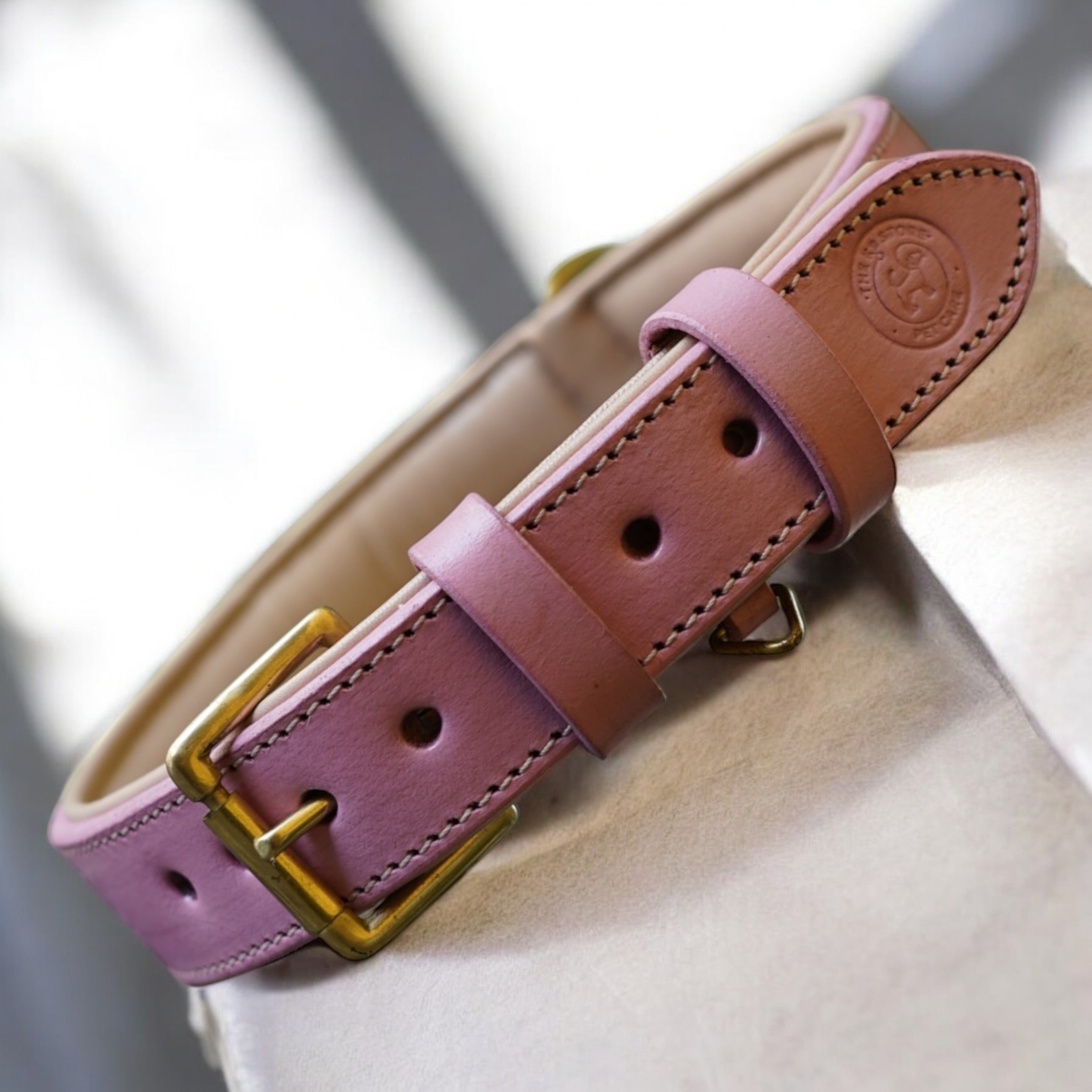 The K9 Store 100% Highgrade Leather Colored Basic Dog Neck Collar (Pink)