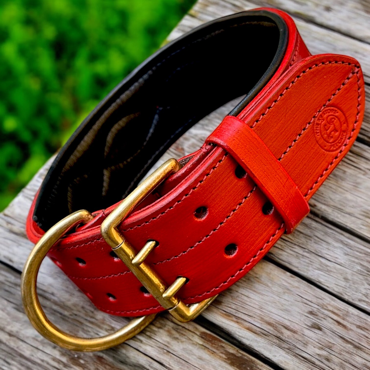 The K9 Store 100% Highgrade Leather Colored Bold & Premium Dog Neck Collar (Dark Red)