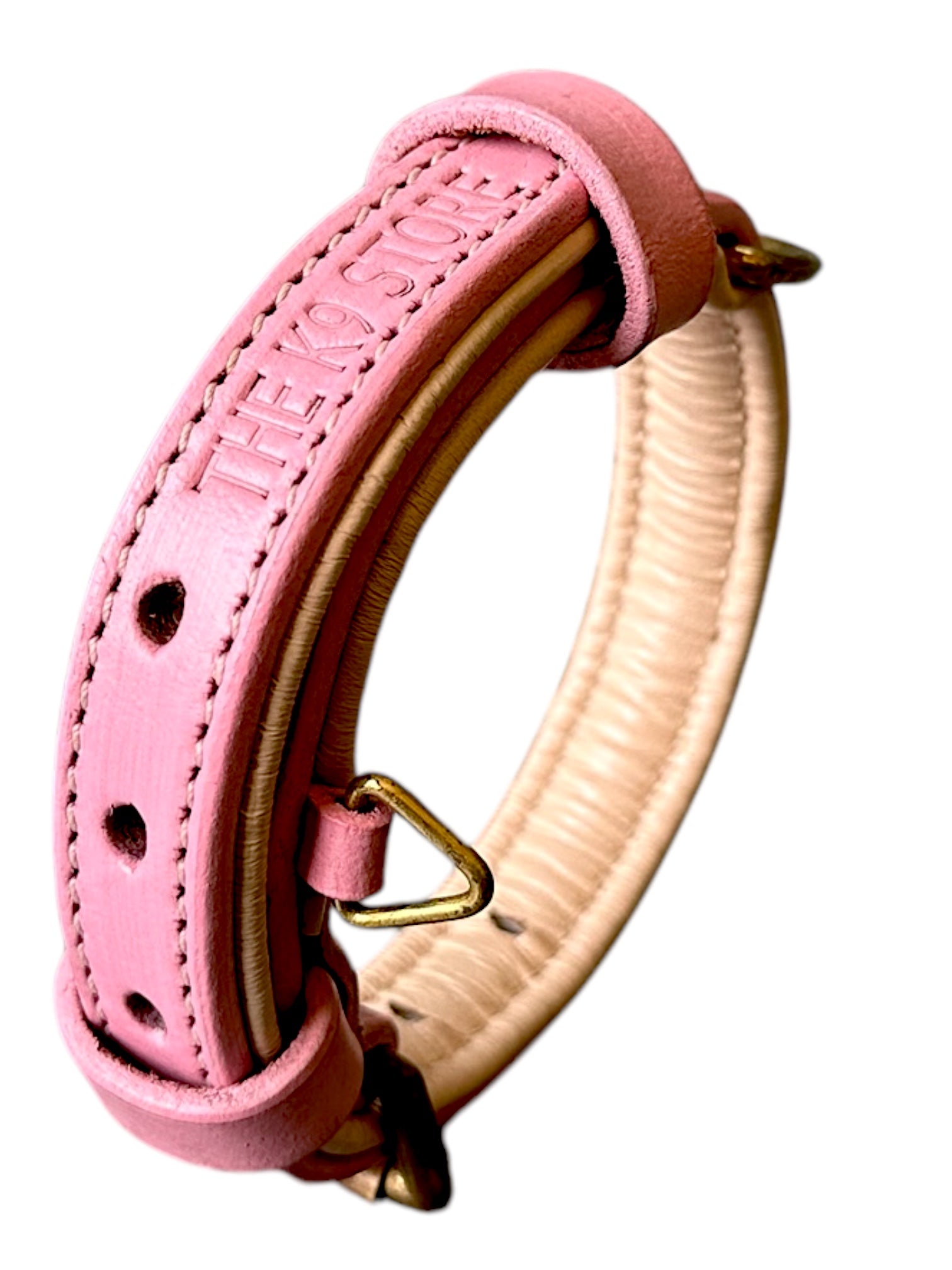 The K9 Store 100% Highgrade Leather Colored Basic Dog Neck Collar (Pink)