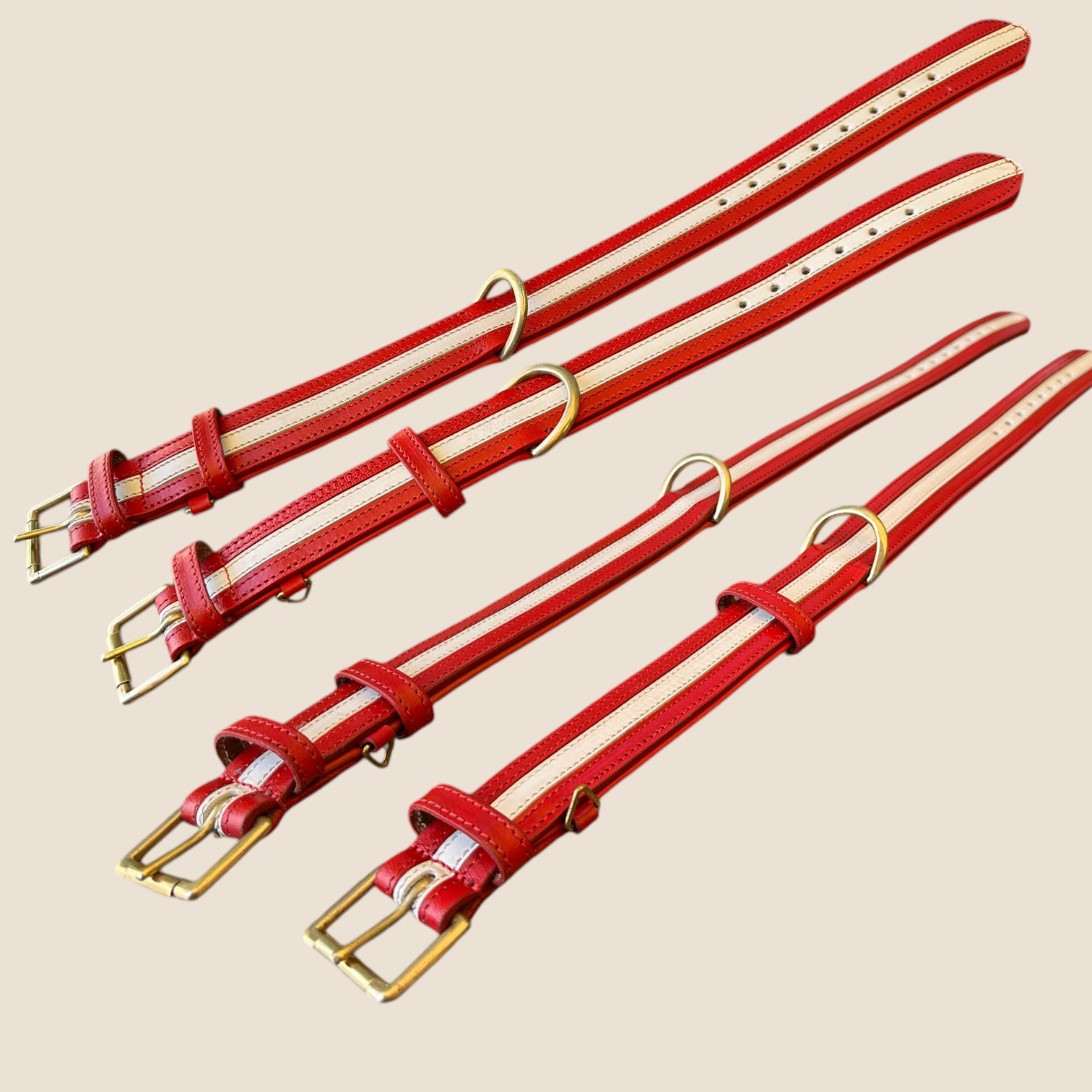 The K9 Store 100% Highgrade Leather Dual Tone Designer Dog Neck Collar (Red & White)