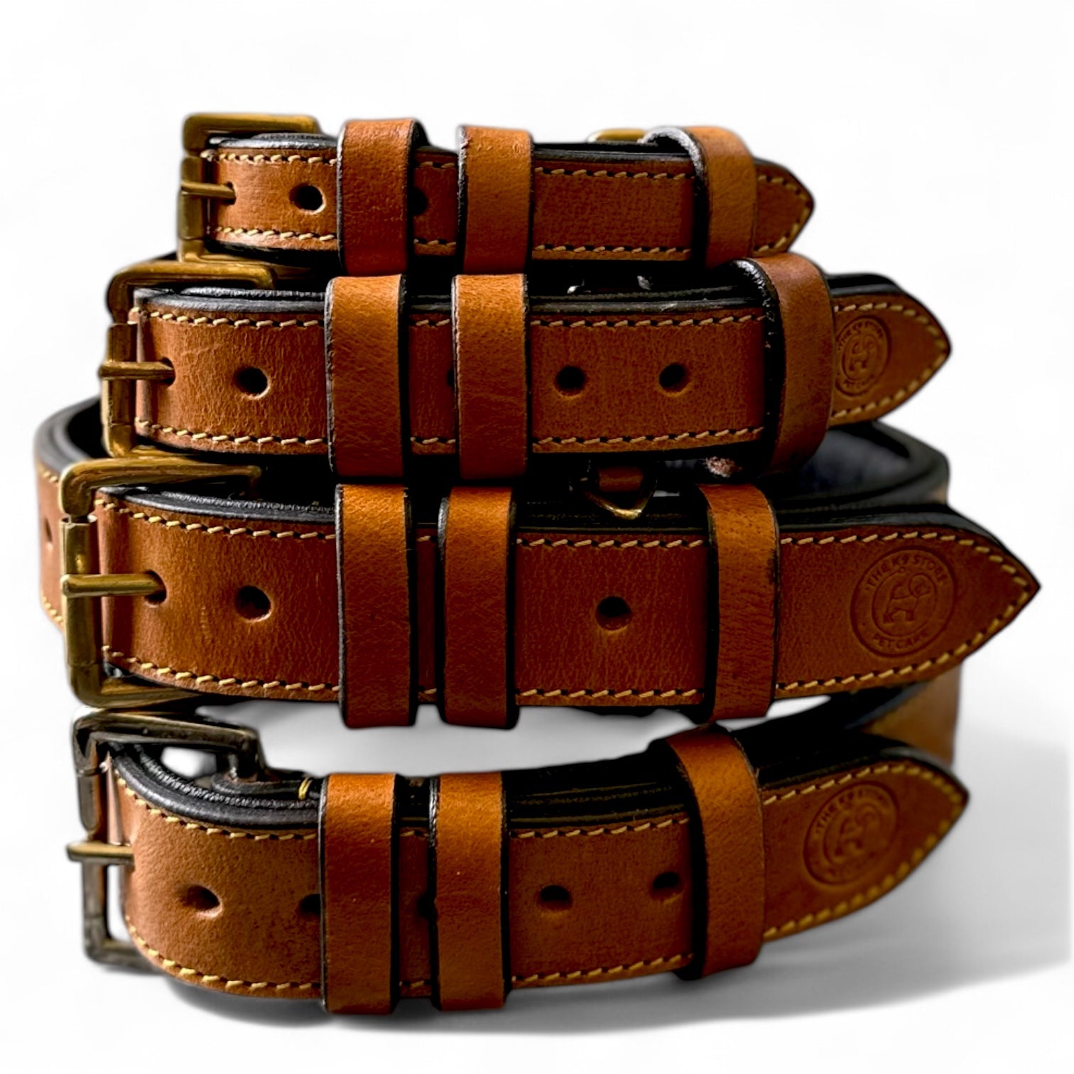 The K9 Store 100% Highgrade Leather Colored Basic Dog Neck Collar (Tan)