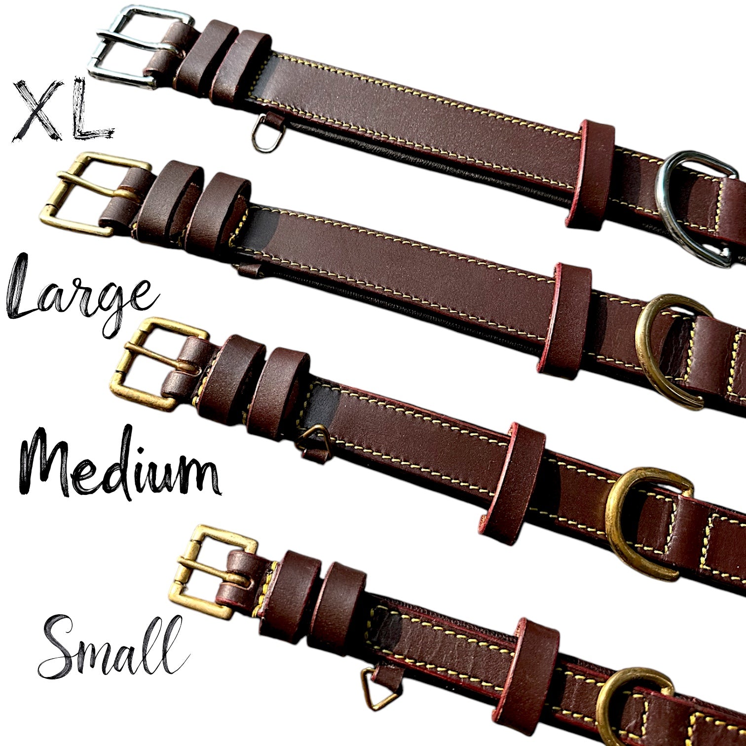 All size of The K9 Store 100% Highgrade Leather Colored Basic Dog Neck Collar Chocolate