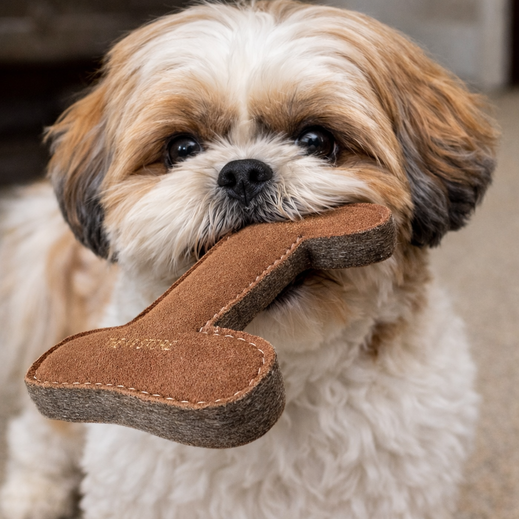 TUFF TOYS by THE K9 STORE, Heavy Duty Chew Toys for Dogs, Natural Leather and Wool, Dental Chew with Cotton Rope, Multiple Shapes and Sizes