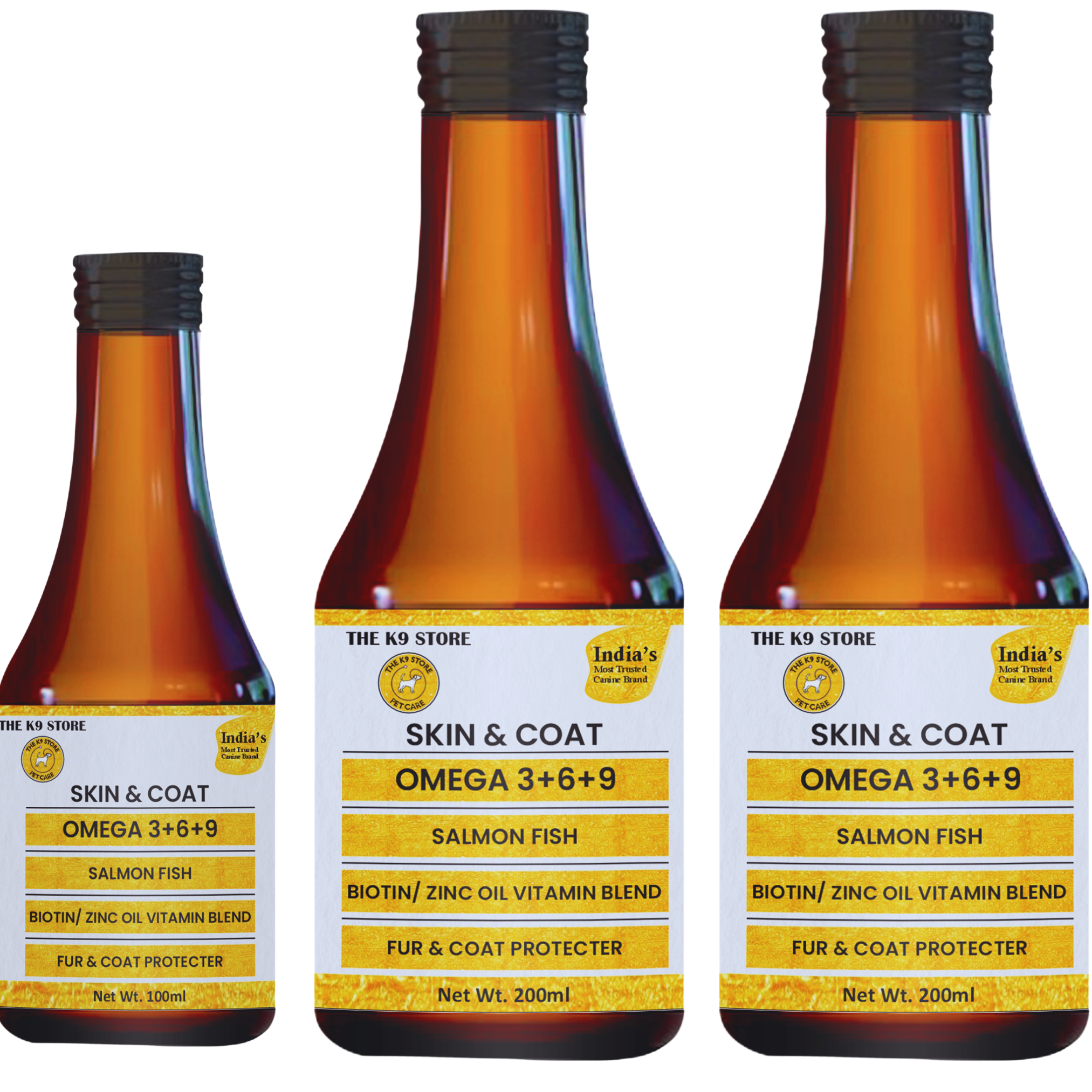 The K9 Store Skin and Coat Formula with Omega 3 6 9 for Dogs & Cats with Salmon Fish Oil, Biotin, Zinc Oil Vitamin Blend
