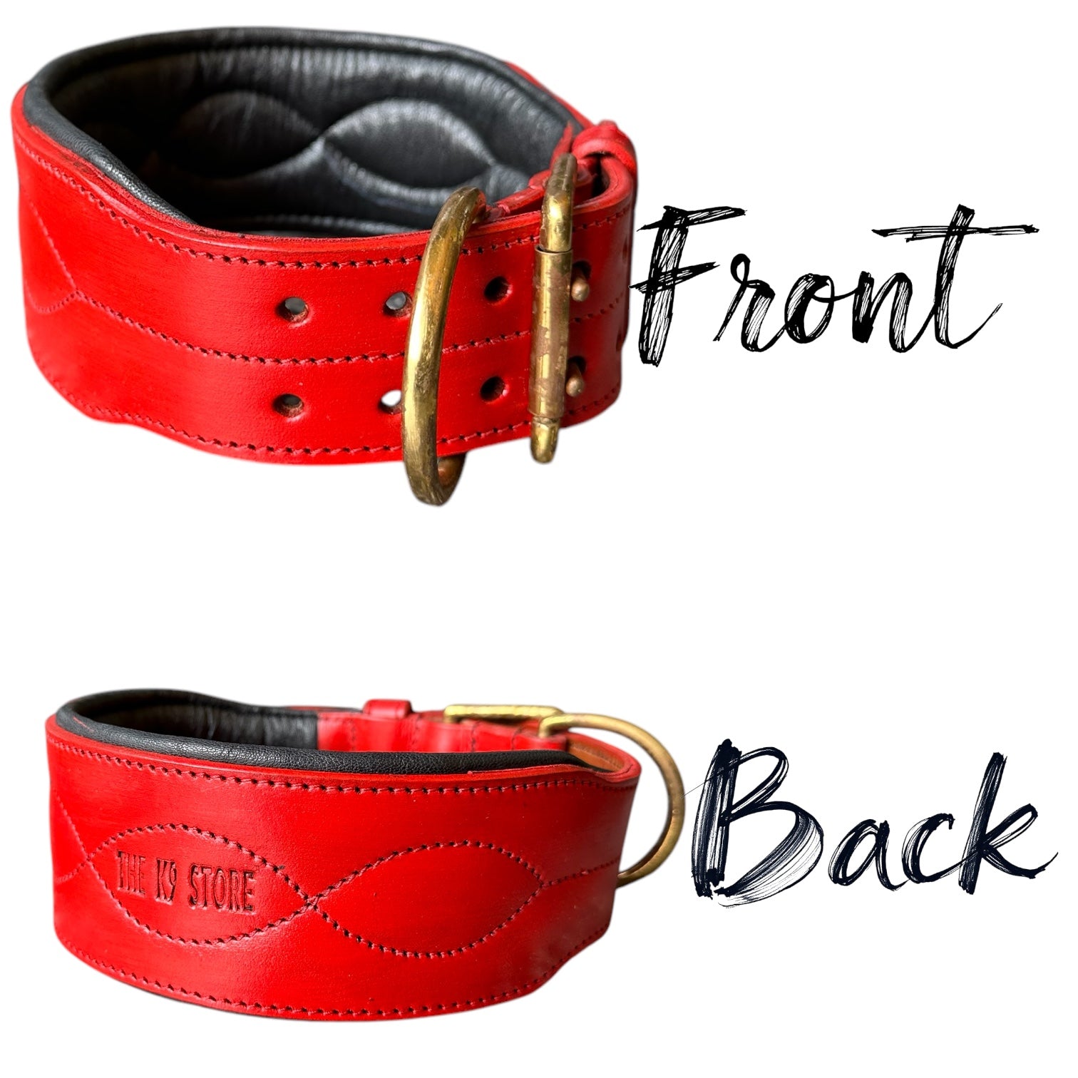 The K9 Store 100% Highgrade Leather Colored Bold & Premium Dog Neck Collar (Red)