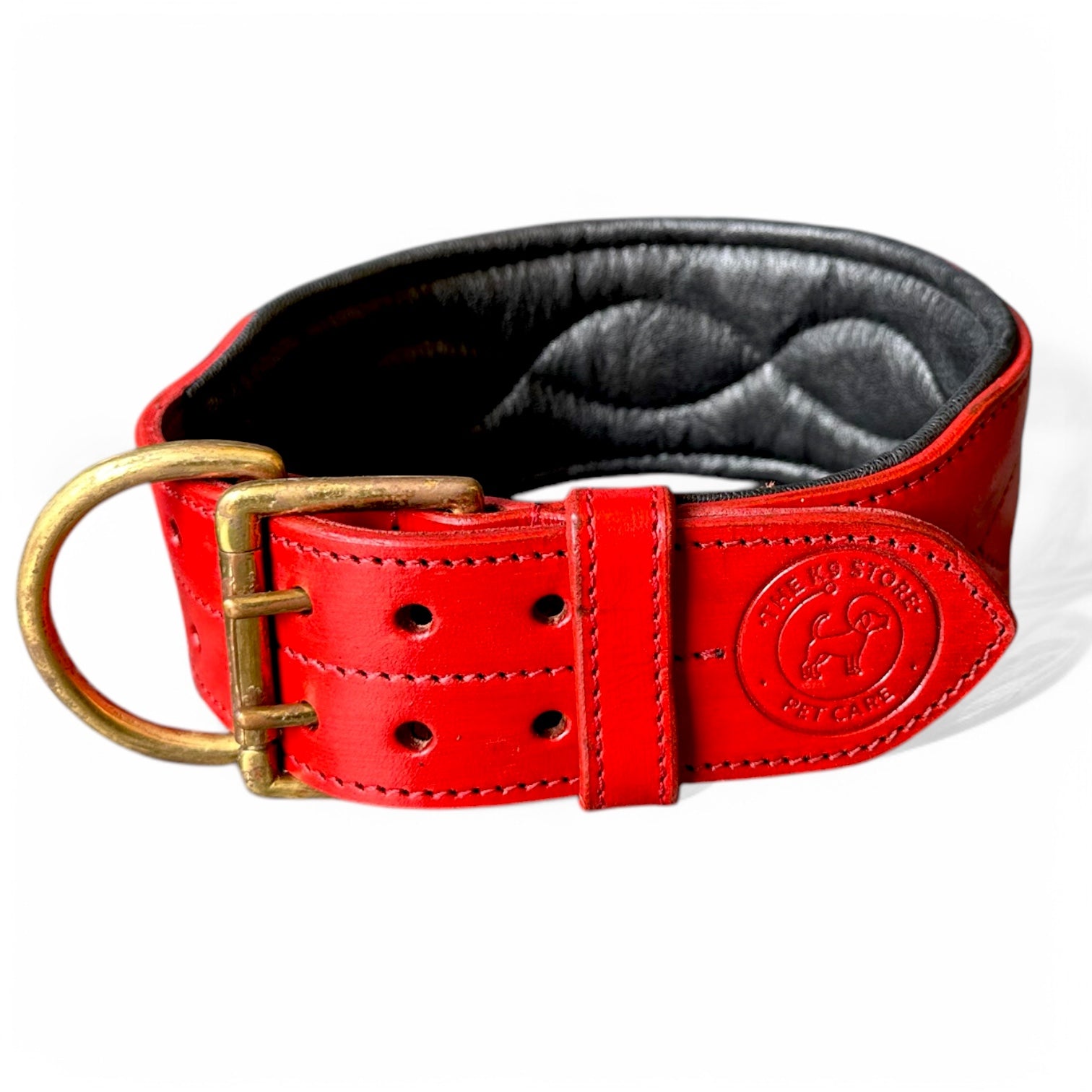 The K9 Store 100% Highgrade Leather Colored Bold & Premium Dog Neck Collar (Red)