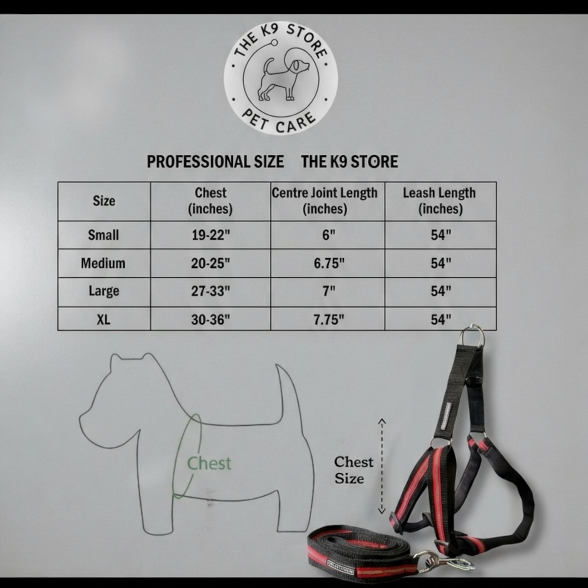 Reflective Dog Harness with Leash Combo | No-Pull Padded Dog Chest Harness | Adjustable, Heavy-Duty, Glow-in-Dark Safety Harness for Night Walks