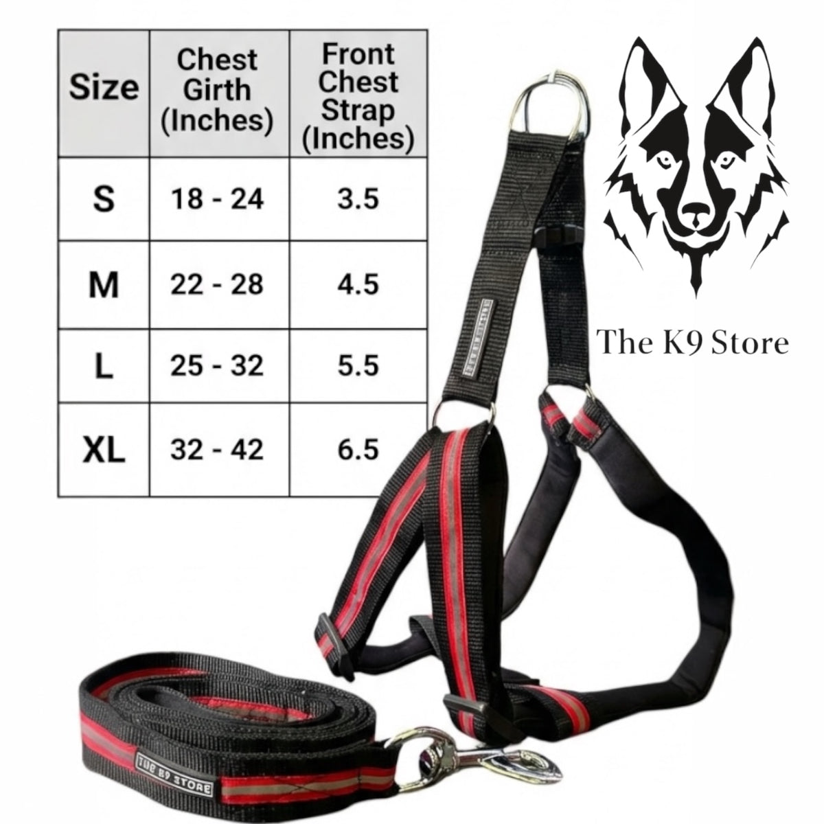Reflective Dog Harness with Leash Combo | No-Pull Padded Dog Chest Harness | Adjustable, Heavy-Duty, Glow-in-Dark Safety Harness for Night Walks
