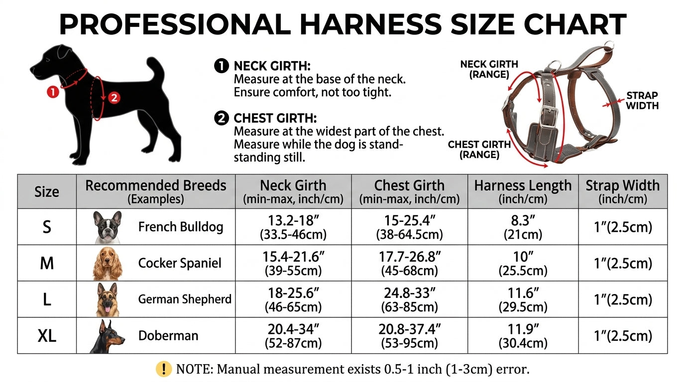 Premium Genuine Leather Dog Harness for Dogs – Adjustable Padded Leather Harness with Solid Brass Hardware