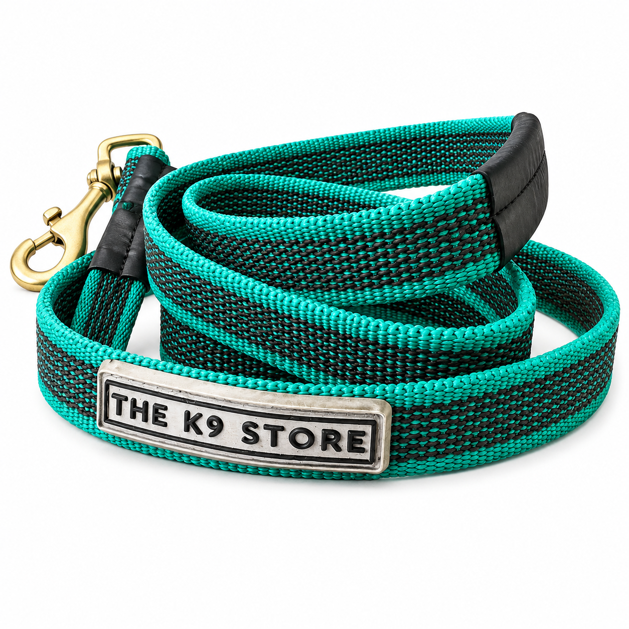 Anti-Slip Dog Training Leash | Solid Brass Hardware | Heavy Duty Nylon Leash for Dogs | 5, 10, 15, 20 Feet | Navy Blue & Persian Green