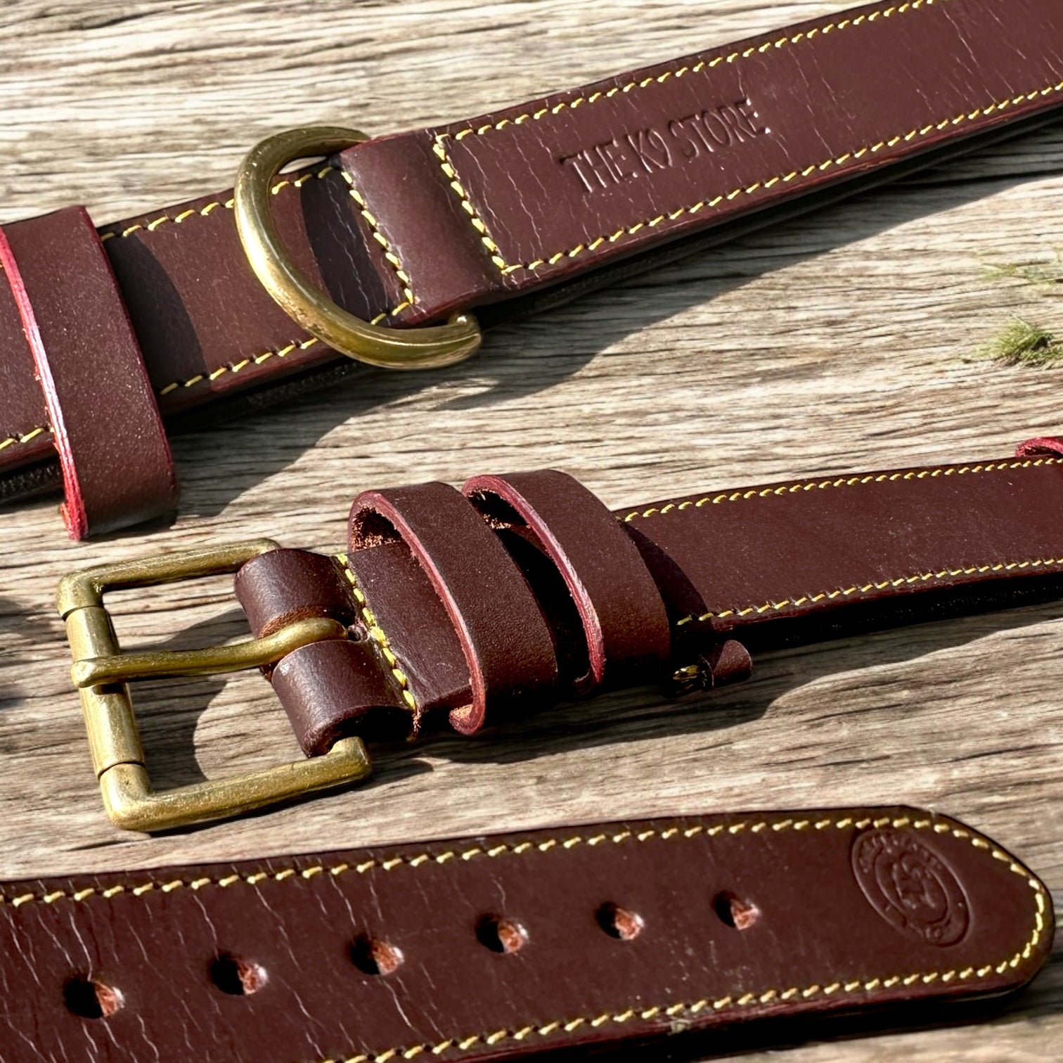 Chocolate leather dog collar with solid brass buckle