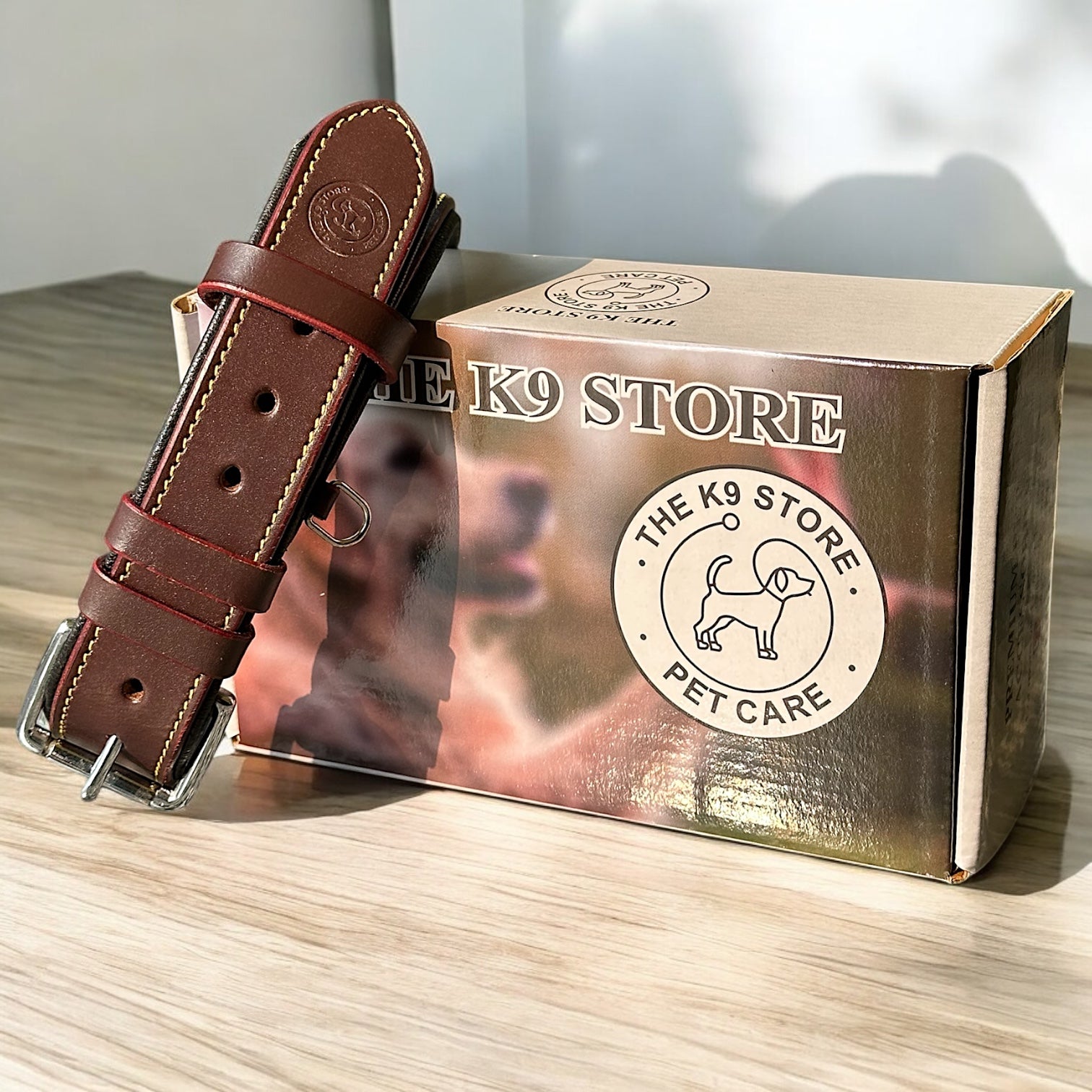Comfortable chocolate leather collar for dogs