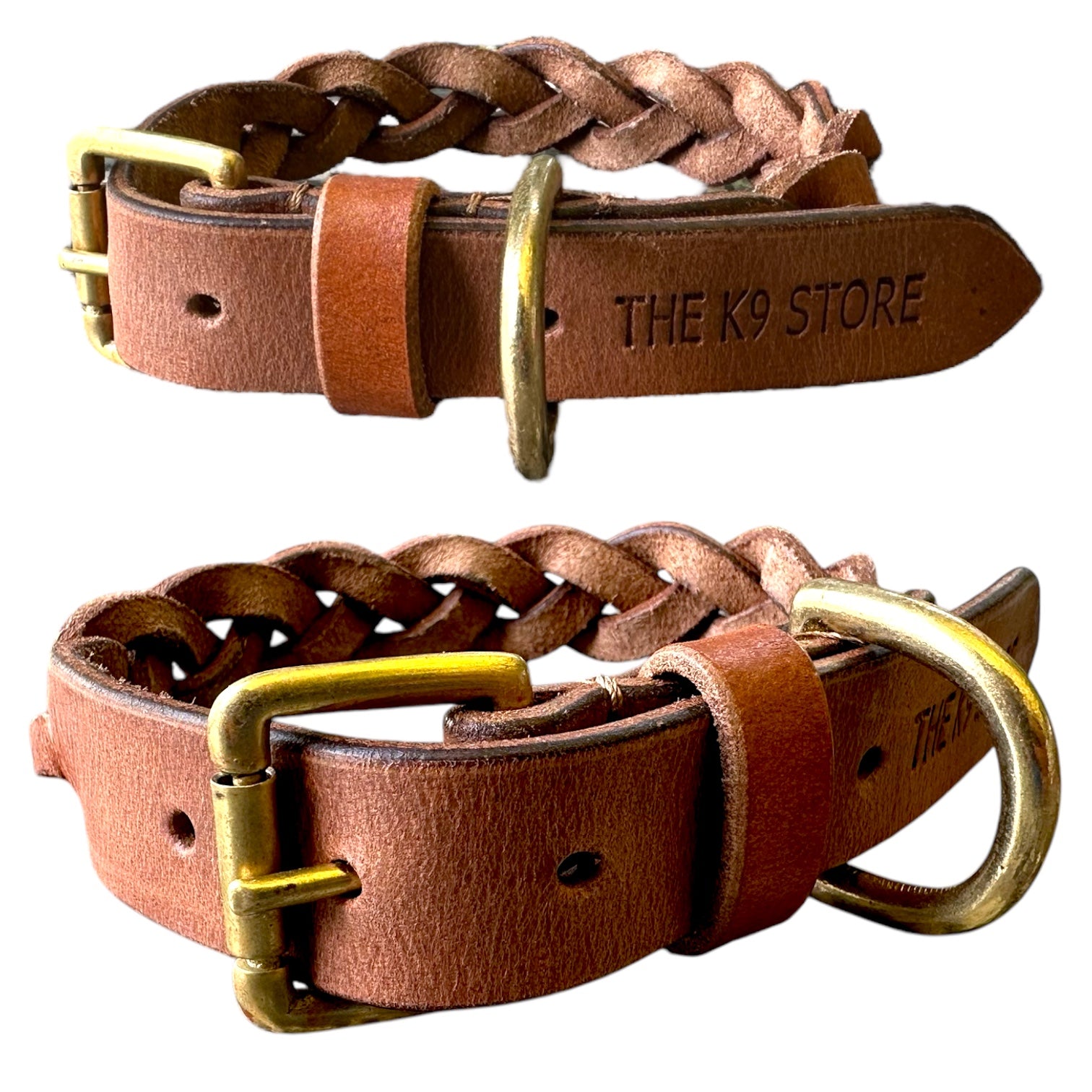 The K9 Store 100% Highgrade Leather Criss Cross Designer Dog Neck Collar (Tan)