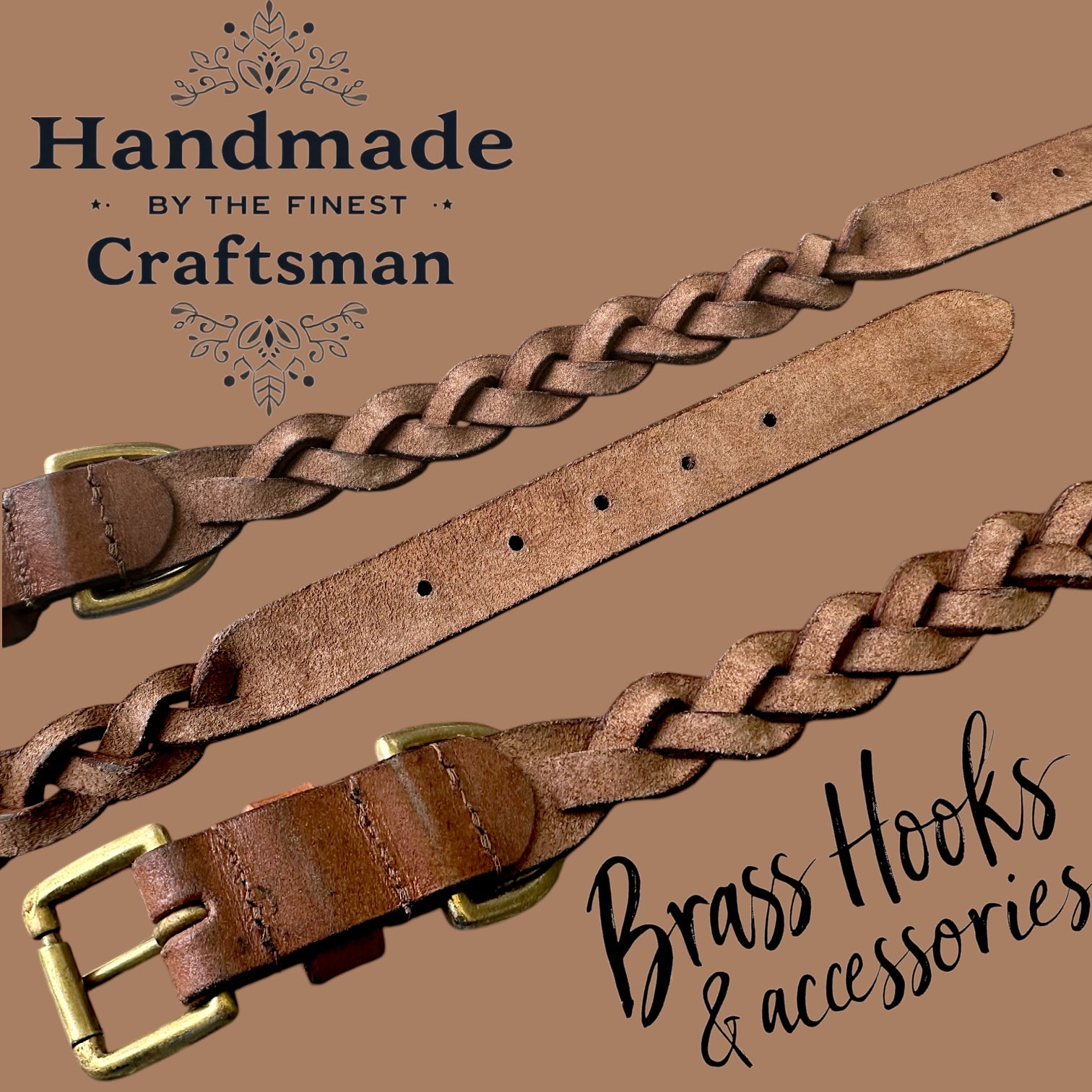 The K9 Store 100% Highgrade Leather Criss Cross Designer Dog Neck Collar (Tan)