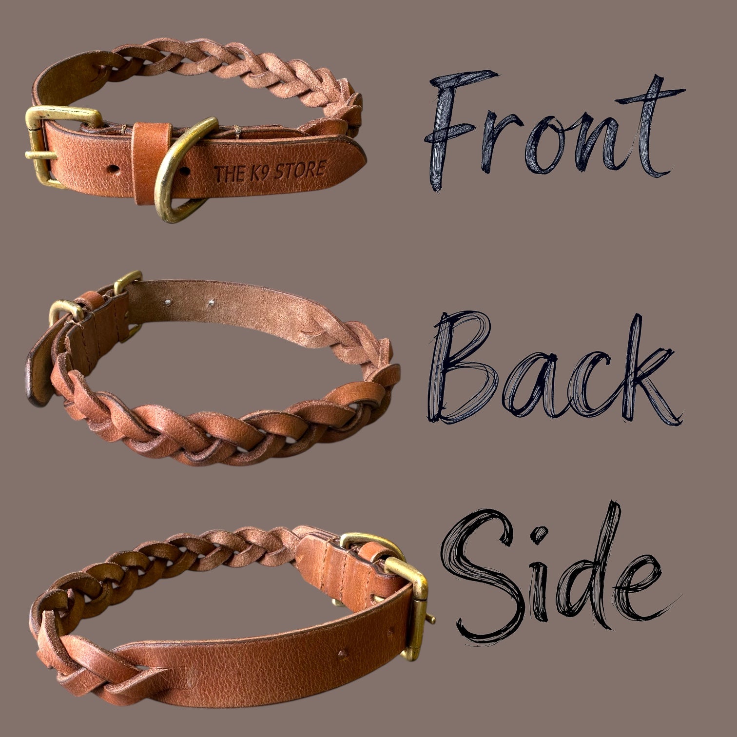 The K9 Store 100% Highgrade Leather Criss Cross Designer Dog Neck Collar (Tan)