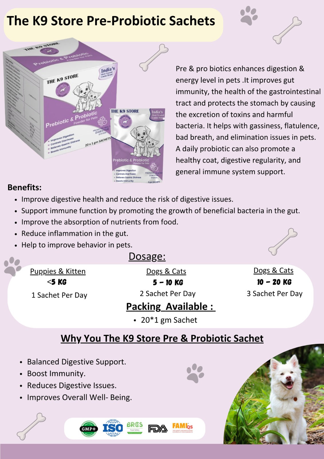 The K9 Store Prebiotics & Probiotics for Dogs & Cats - Gut Health Supplement