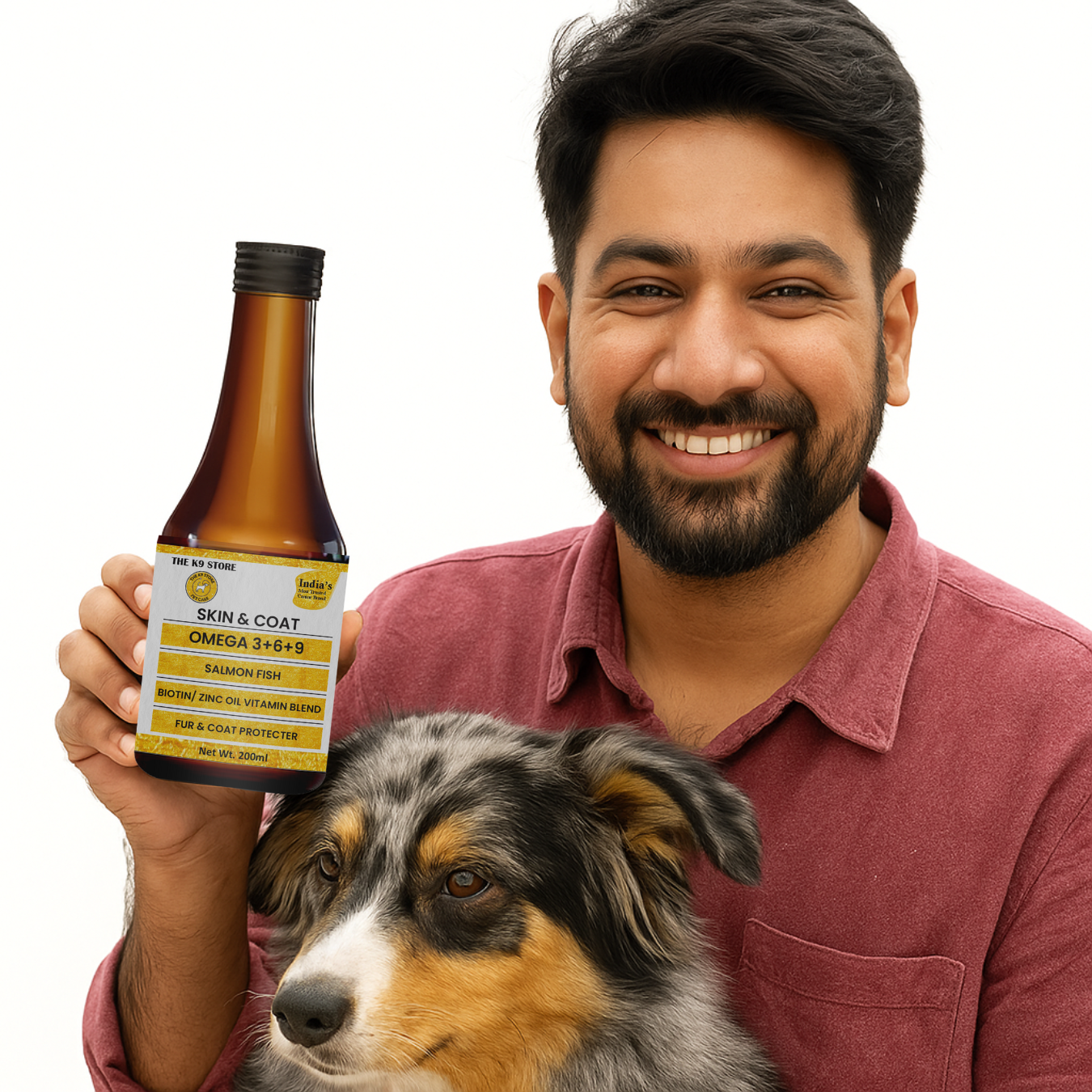 The K9 Store Skin and Coat Formula with Omega 3 6 9 for Dogs & Cats with Salmon Fish Oil, Biotin, Zinc Oil Vitamin Blend