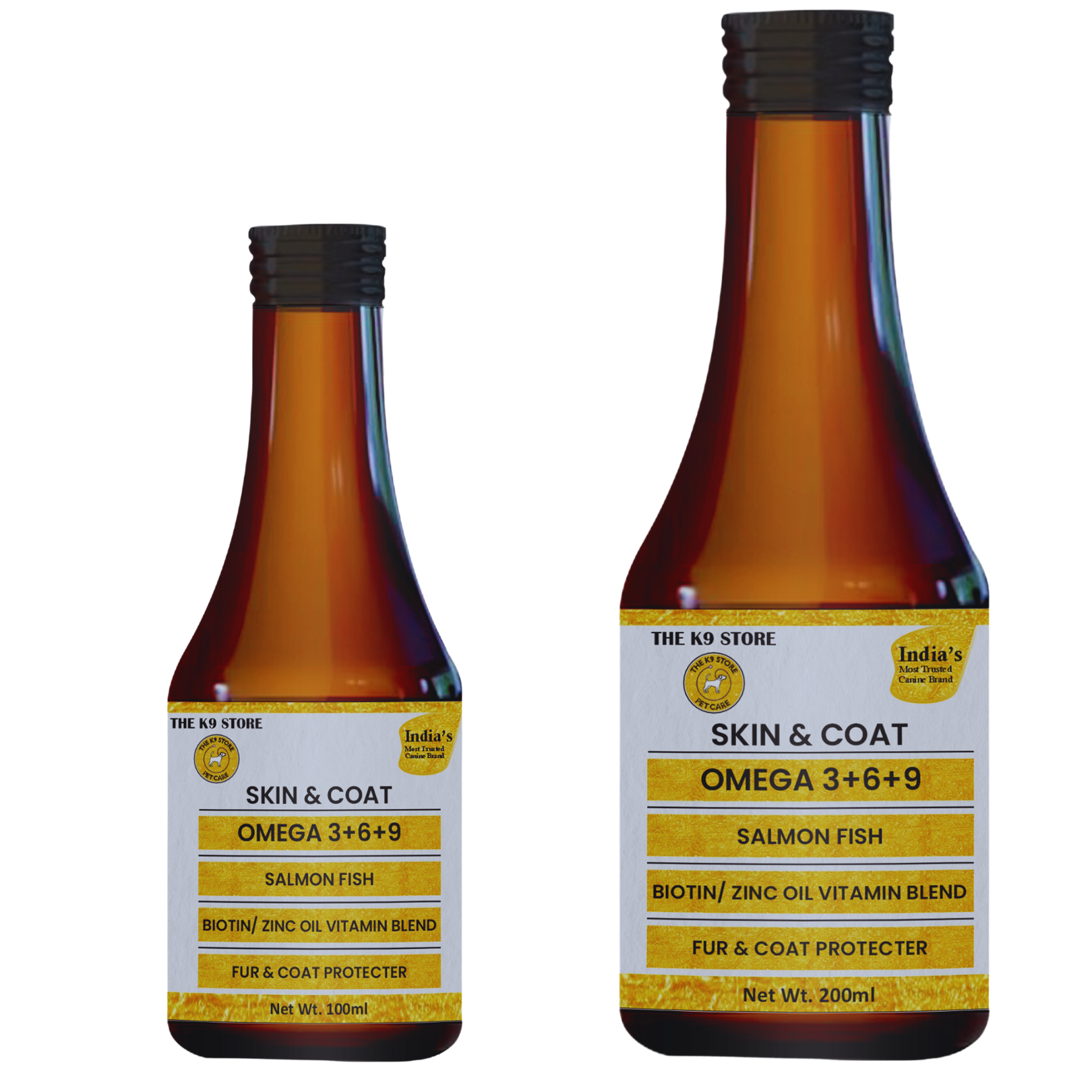 The K9 Store Skin and Coat Formula with Omega 3 6 9 for Dogs & Cats with Salmon Fish Oil, Biotin, Zinc Oil Vitamin Blend