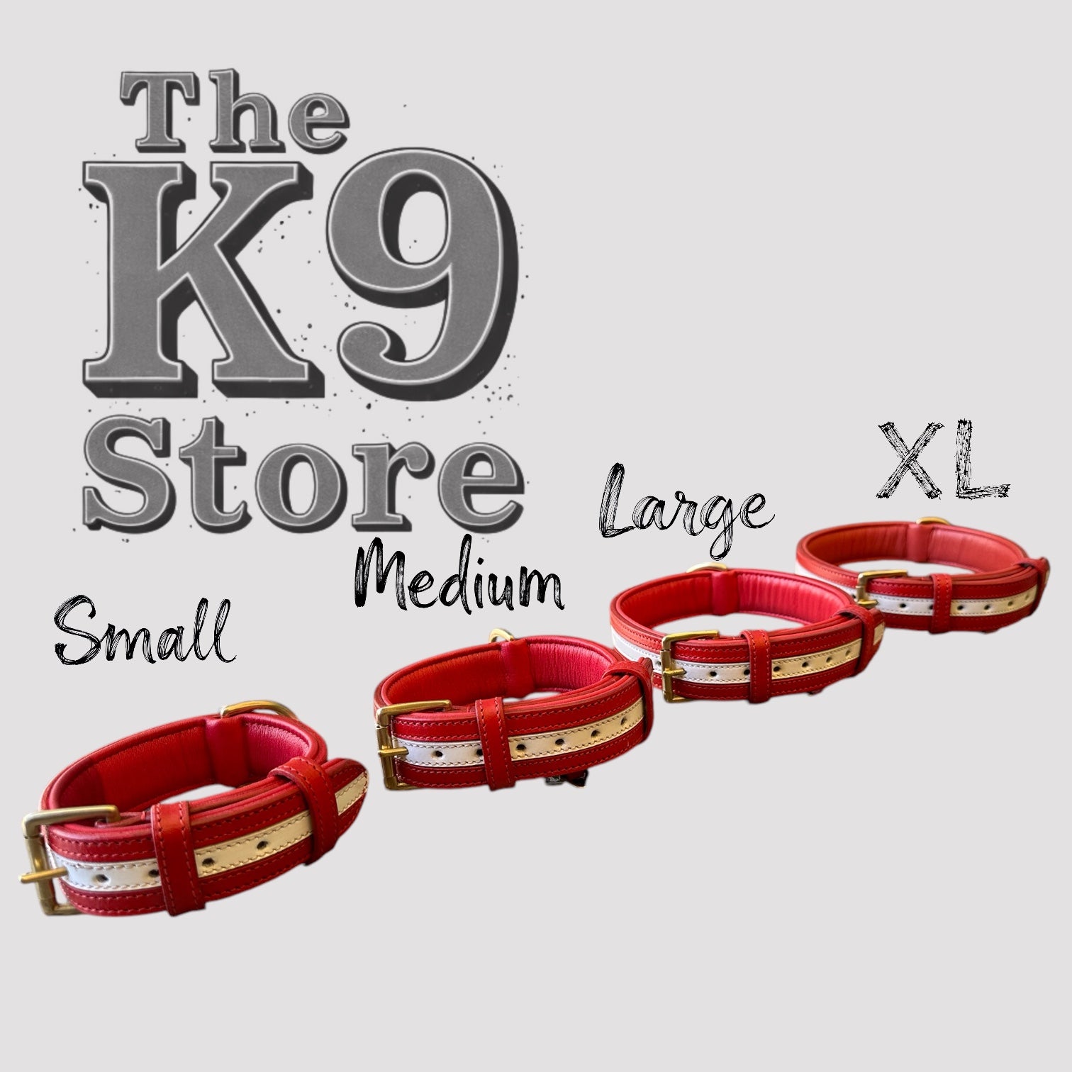 The K9 Store 100% Highgrade Leather Dual Tone Designer Dog Neck Collar (Red & White)