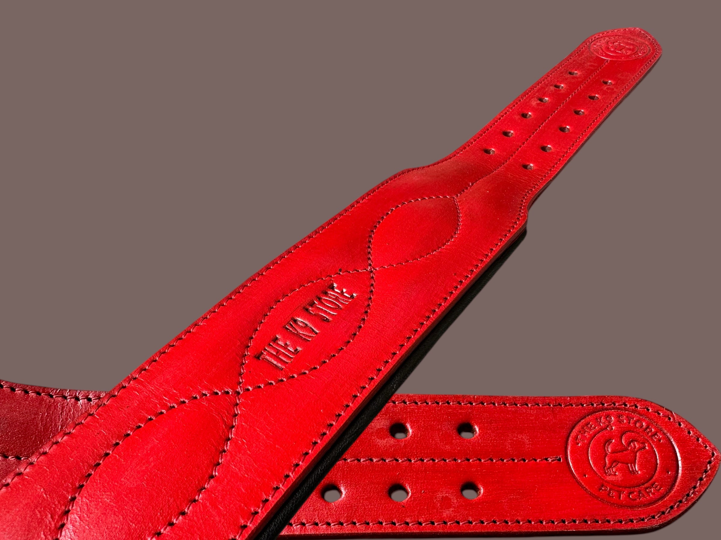 The K9 Store 100% Highgrade Leather Colored Bold & Premium Dog Neck Collar (Red)