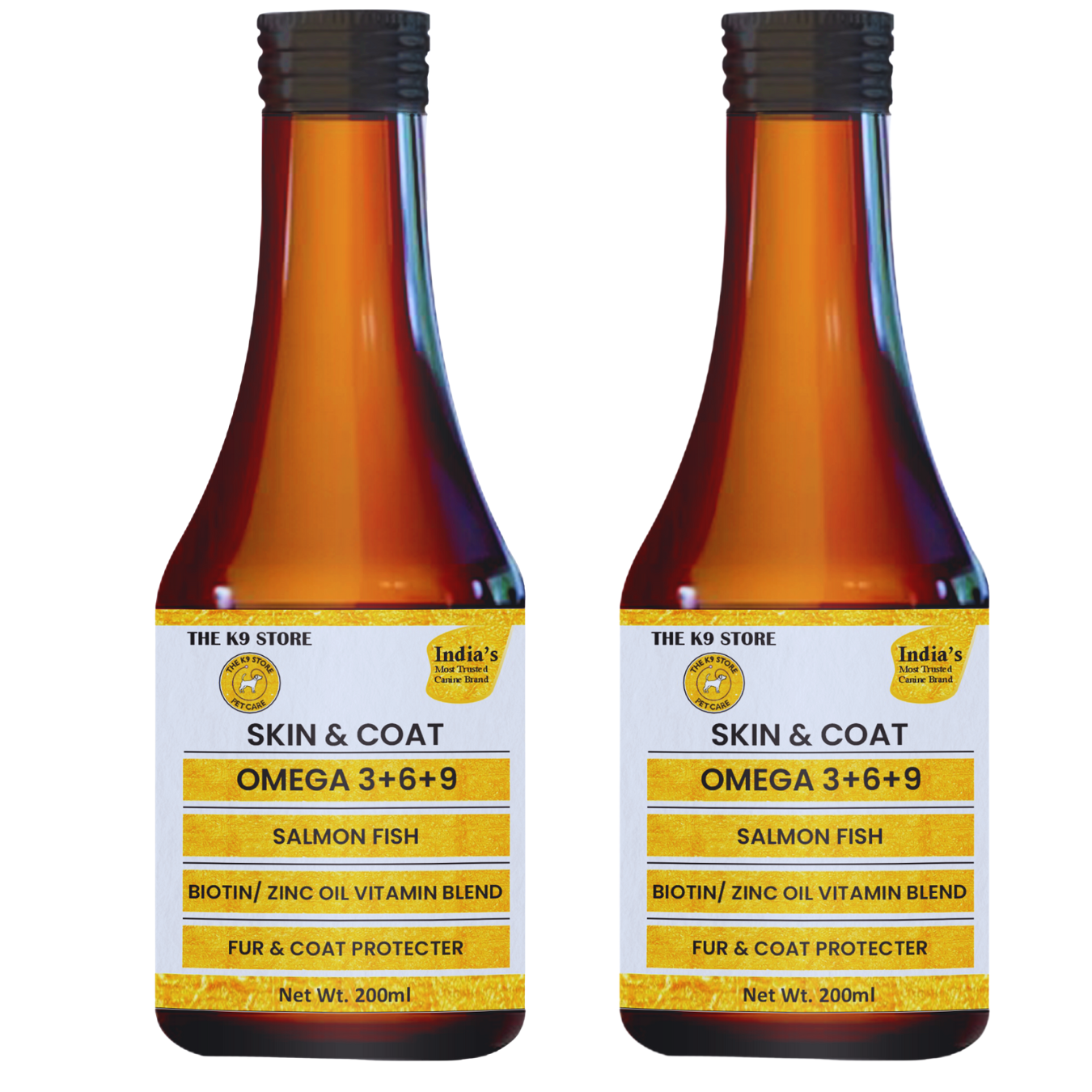 The K9 Store Skin and Coat Formula with Omega 3 6 9 for Dogs & Cats with Salmon Fish Oil, Biotin, Zinc Oil Vitamin Blend