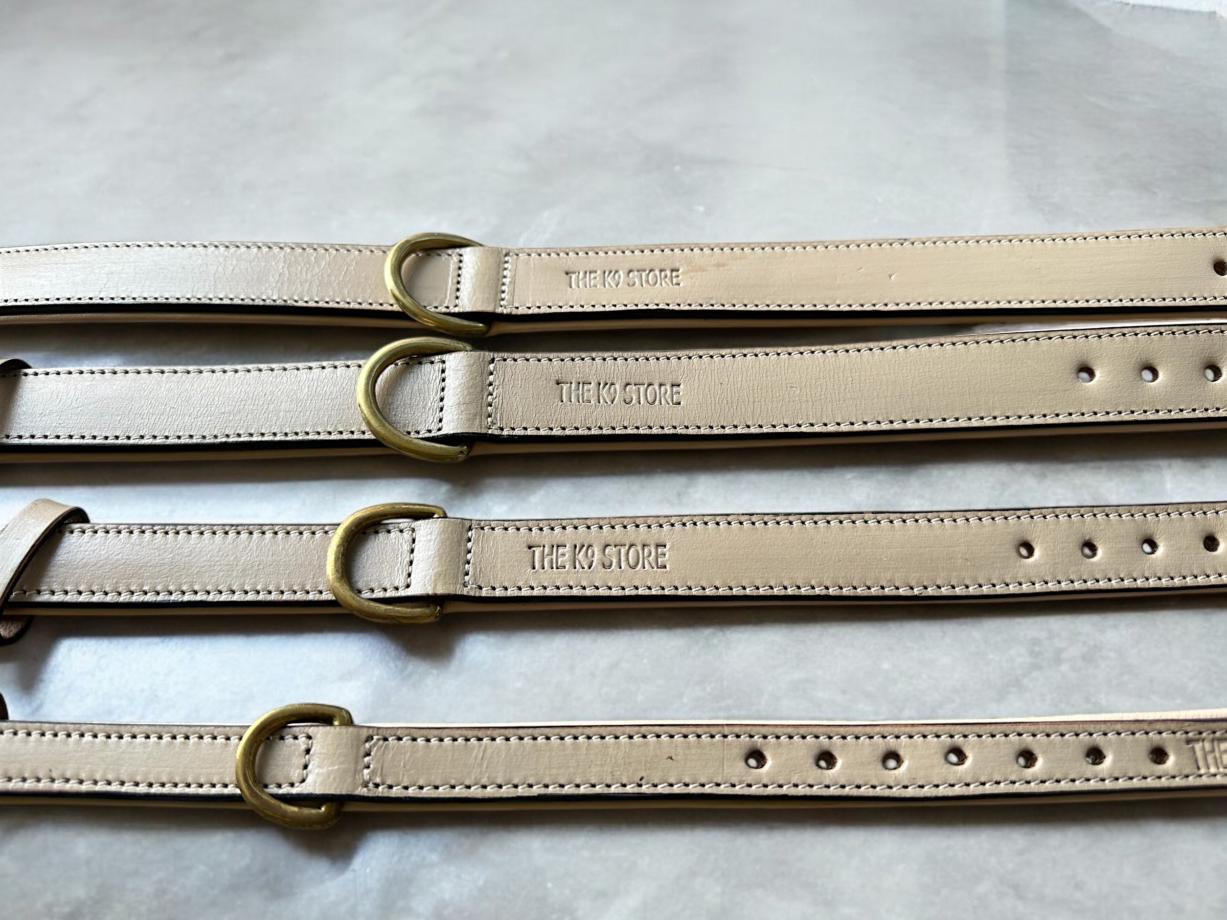 Grey leather dog collar