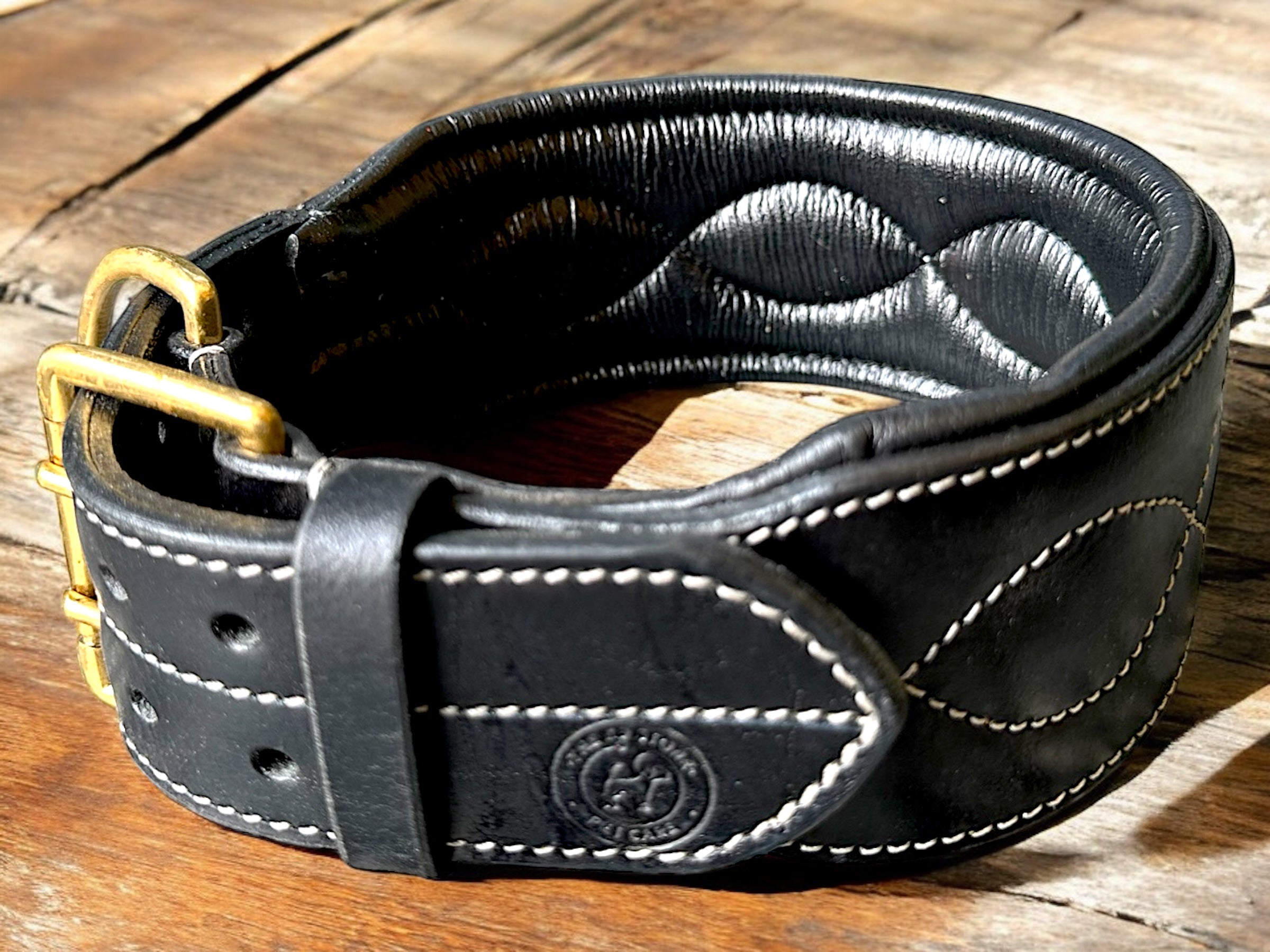 The K9 Store 100% Highgrade Leather Colored Bold & Premium Dog Neck Collar (Black)