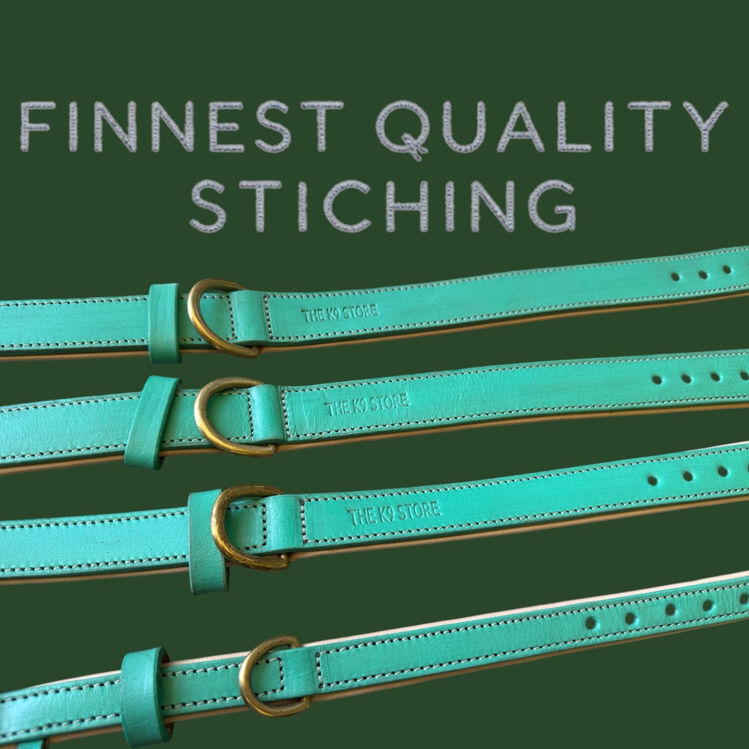 The K9 Store 100% Highgrade Leather Colored Basic Dog Neck Collar (Green/Mint)