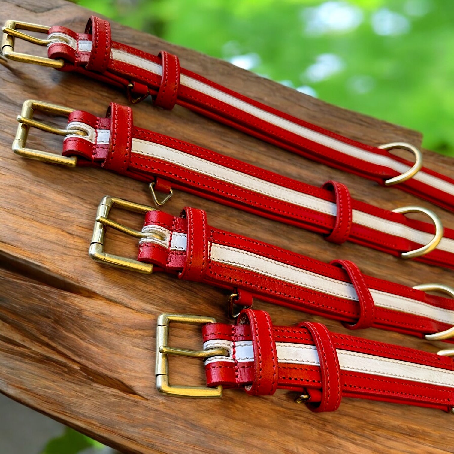 The K9 Store 100% Highgrade Leather Dual Tone Designer Dog Neck Collar (Red & White)
