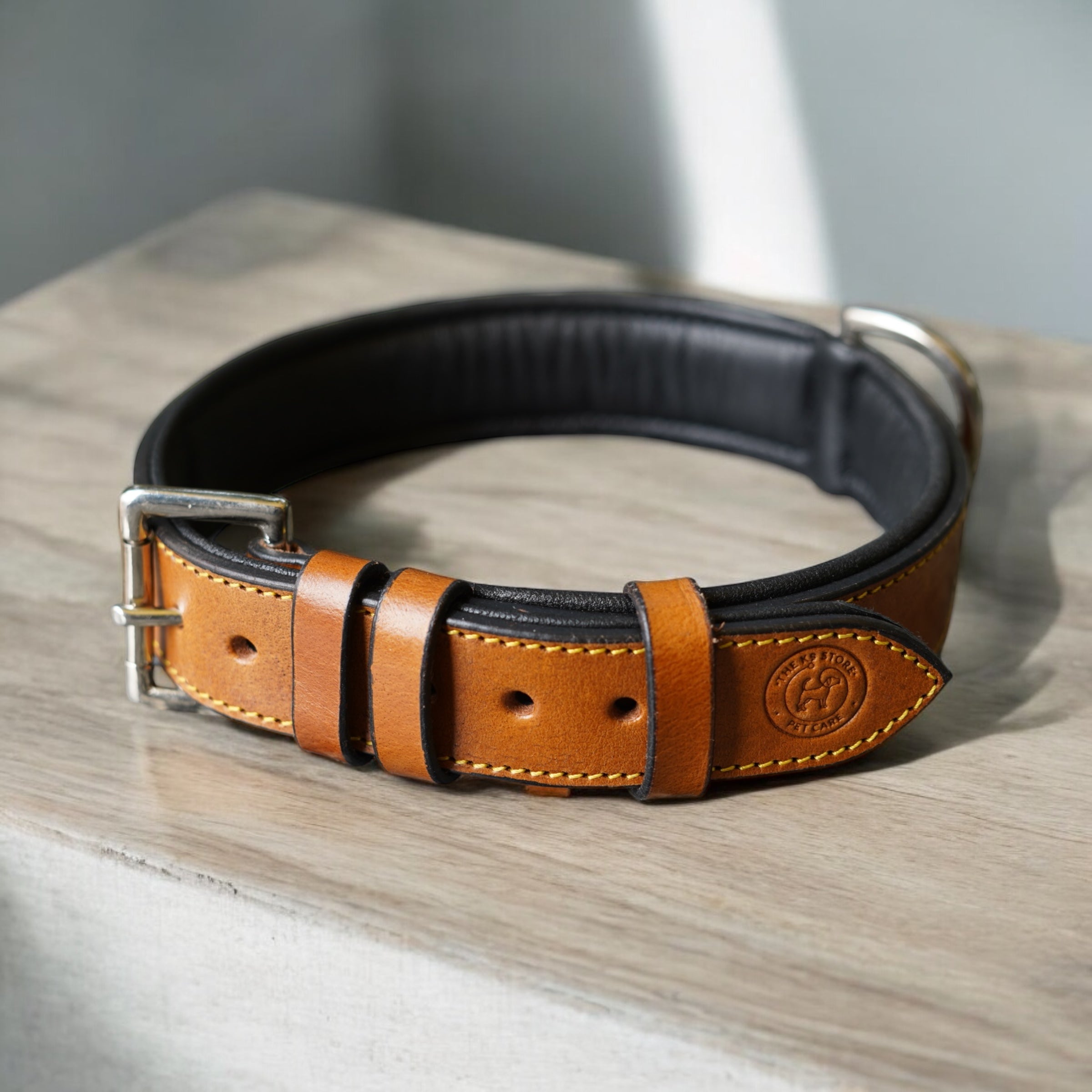 The K9 Store 100% Highgrade Leather Colored Basic Dog Neck Collar (Tan)