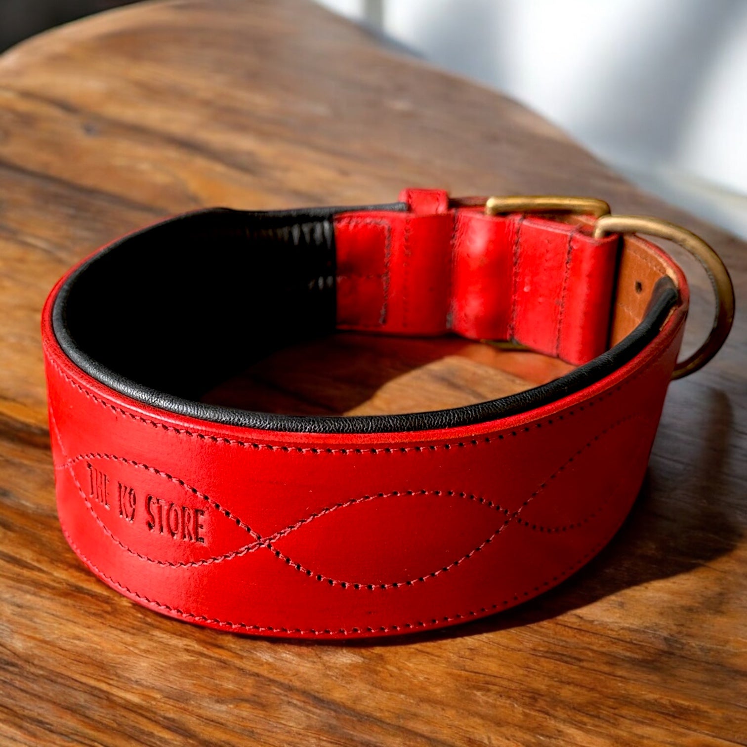 The K9 Store 100% Highgrade Leather Colored Bold & Premium Dog Neck Collar (Red)