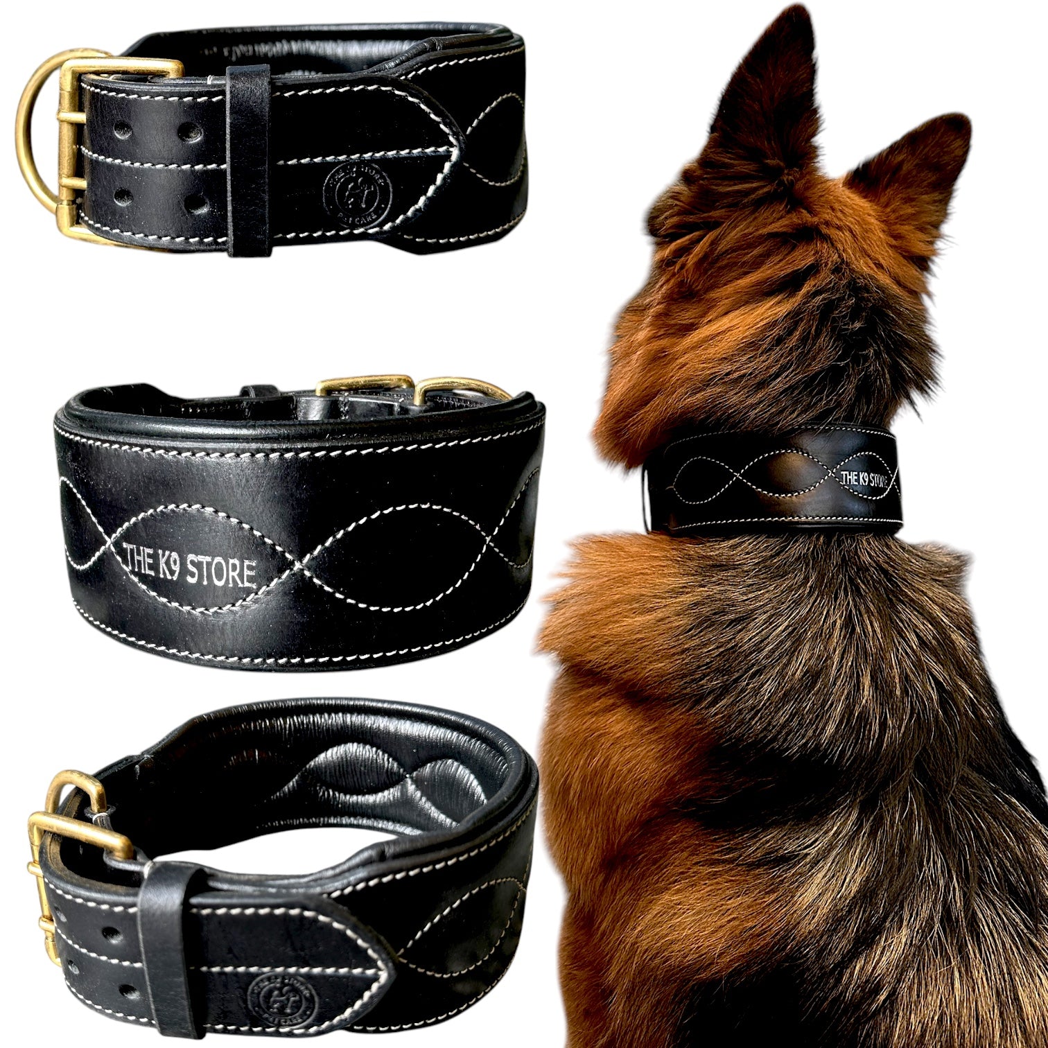 The K9 Store 100% Highgrade Leather Colored Bold & Premium Dog Neck Collar (Black)