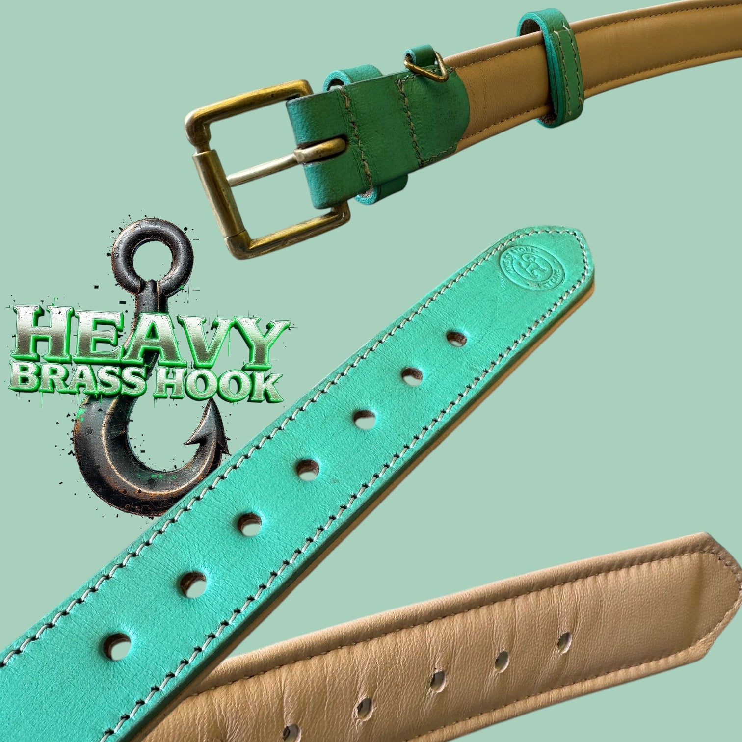 The K9 Store 100% Highgrade Leather Colored Basic Dog Neck Collar (Green/Mint)