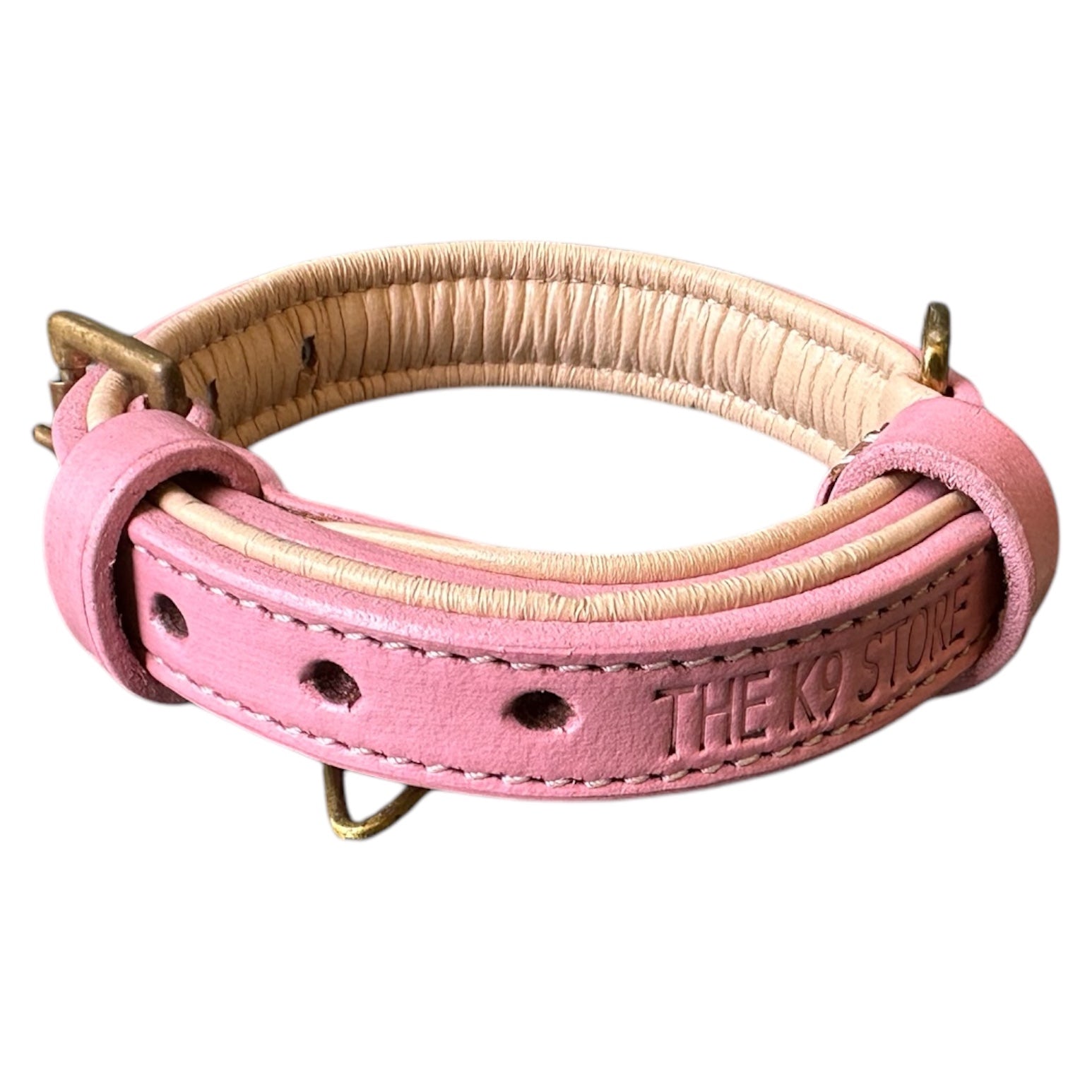 The K9 Store 100% Highgrade Leather Colored Basic Dog Neck Collar (Pink)