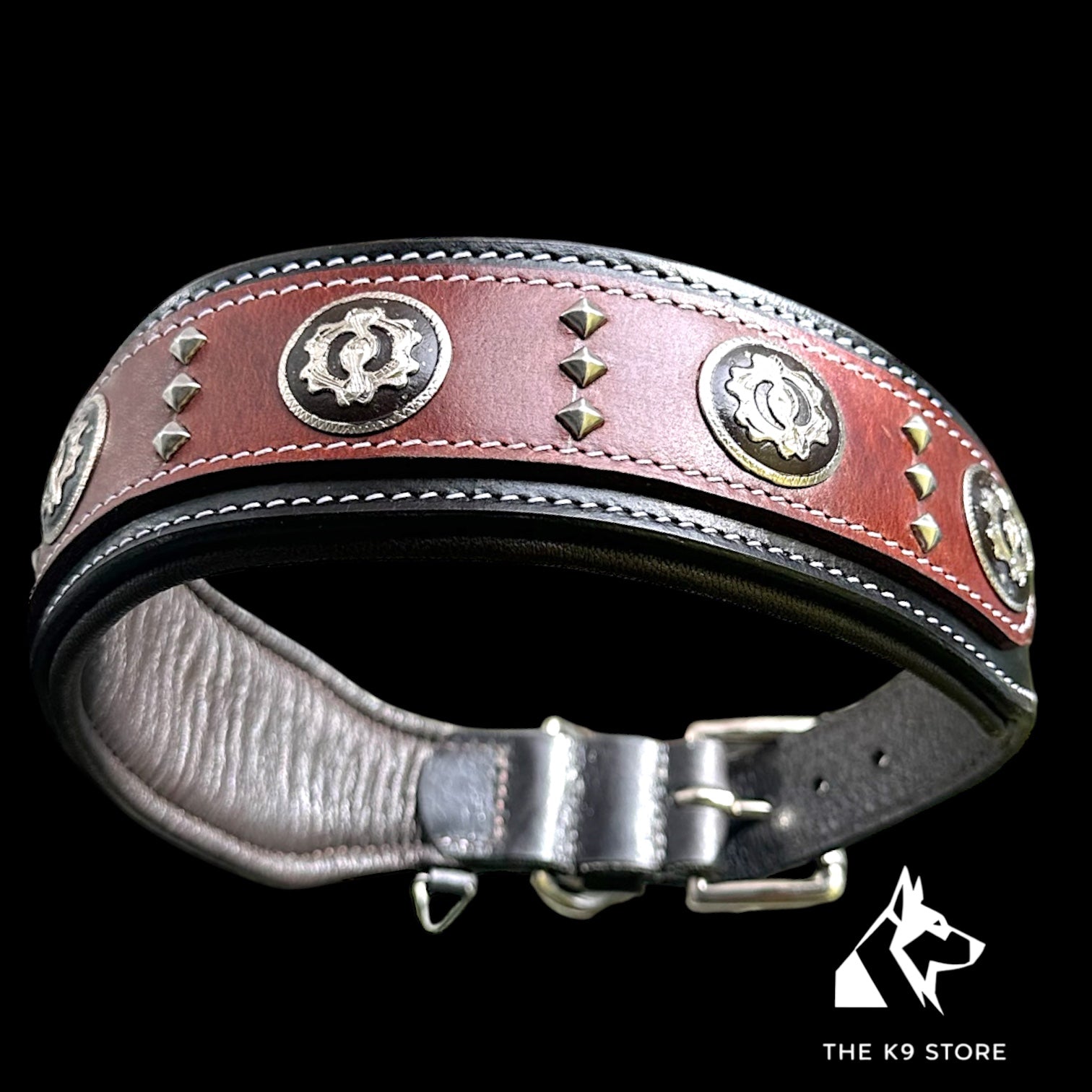 The K9 Store Luxury Studded Leather Designer Dog Collar by K9 Store – Durable, Stylish & Comfortable for Big Dogs