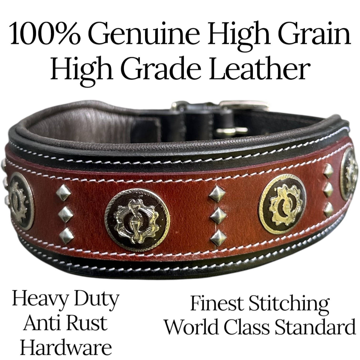 The K9 Store Luxury Studded Leather Designer Dog Collar by K9 Store – Durable, Stylish & Comfortable for Big Dogs