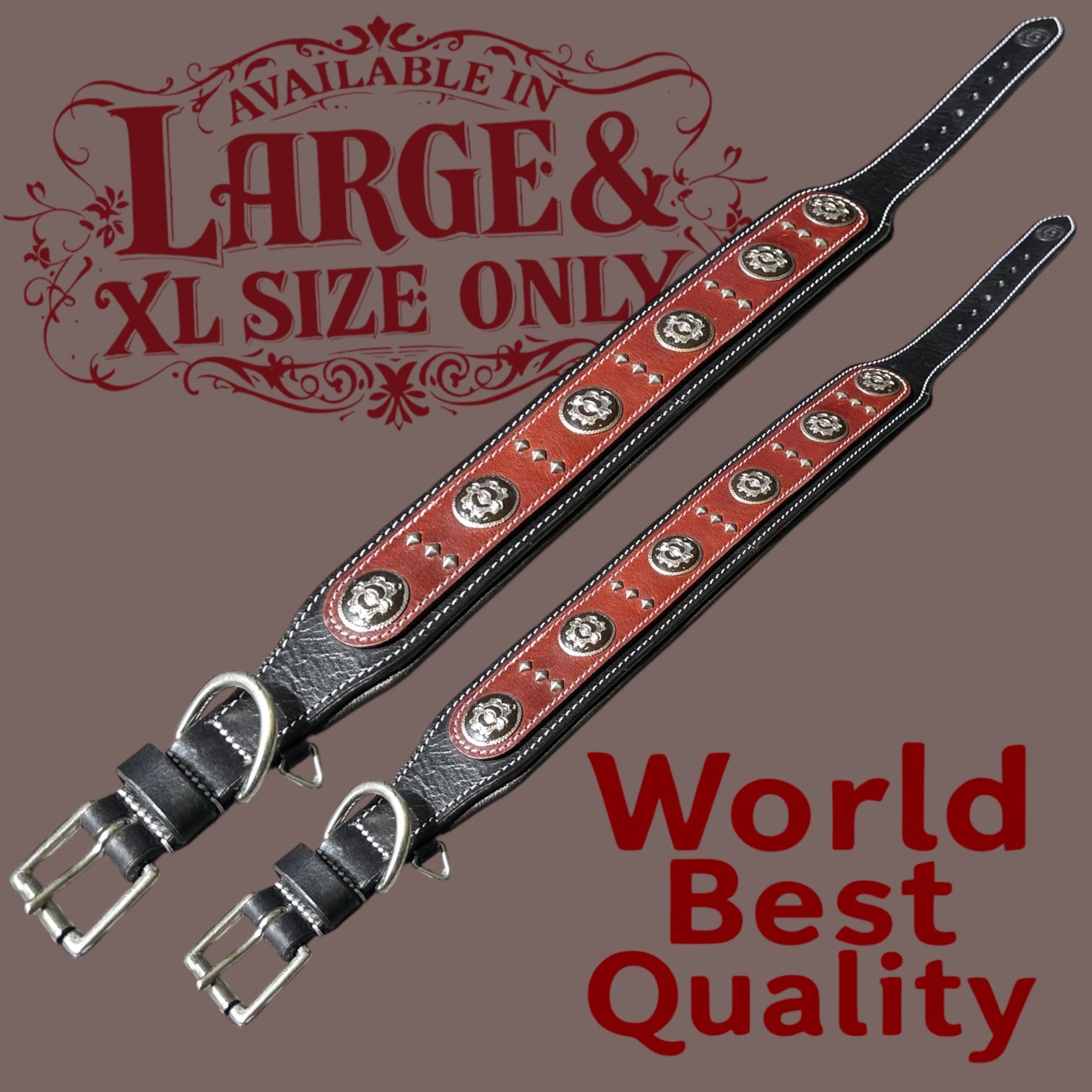 The K9 Store Luxury Studded Leather Designer Dog Collar by K9 Store – Durable, Stylish & Comfortable for Big Dogs