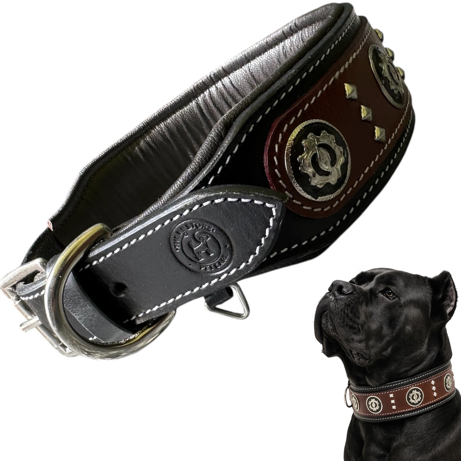 The K9 Store Luxury Studded Leather Designer Dog Collar by K9 Store – Durable, Stylish & Comfortable for Big Dogs