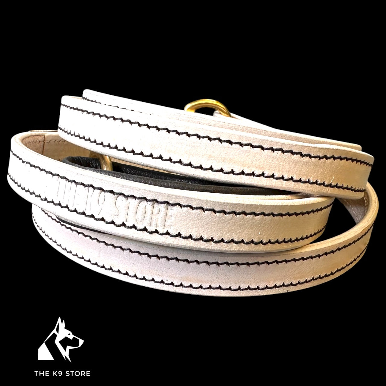 Premium White Leather Dog Leash | 6-Feet Long | Brass Hardware | Cushioned Handle | Single Handled Leash – The K9 Store