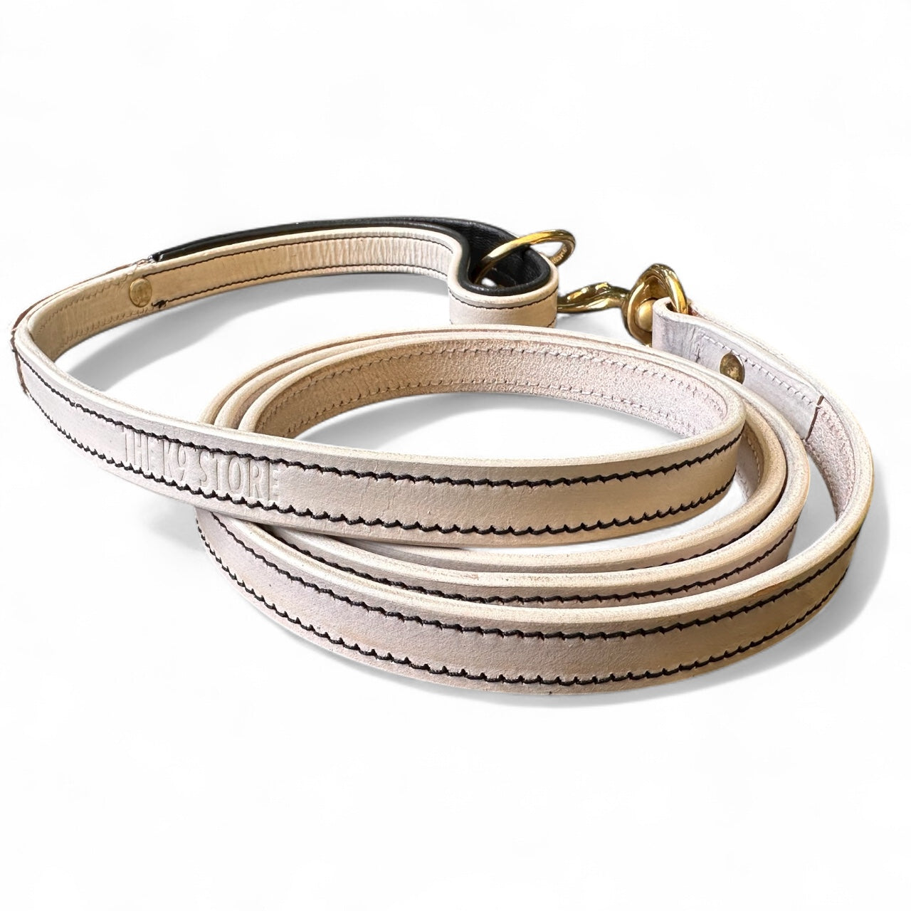 Premium White Leather Dog Leash | 6-Feet Long | Brass Hardware | Cushioned Handle | Single Handled Leash – The K9 Store