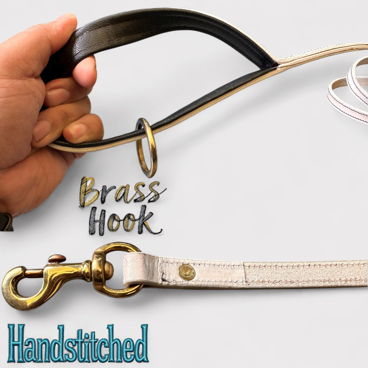 Premium White Leather Dog Leash | 6-Feet Long | Brass Hardware | Cushioned Handle | Single Handled Leash – The K9 Store