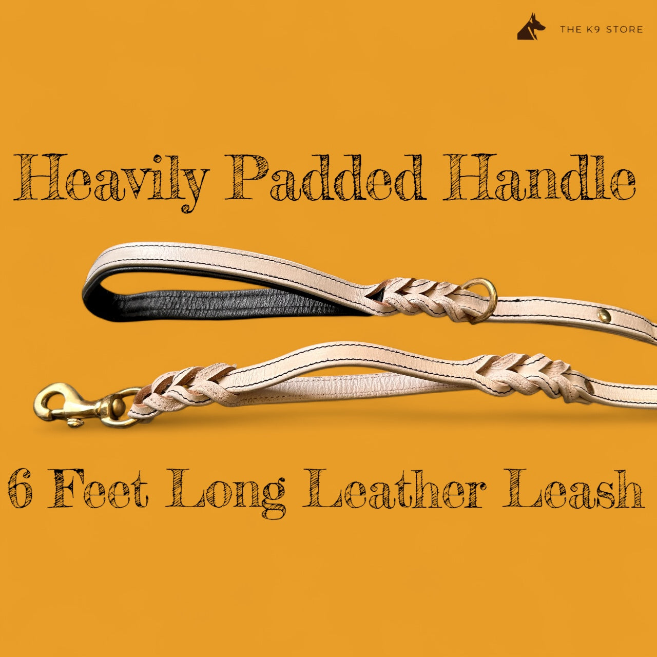 Premium White Leather Dog Leash | 6-Feet Long | Brass Hardware | Cushioned Handle | Double Handle Leash – The K9 Store